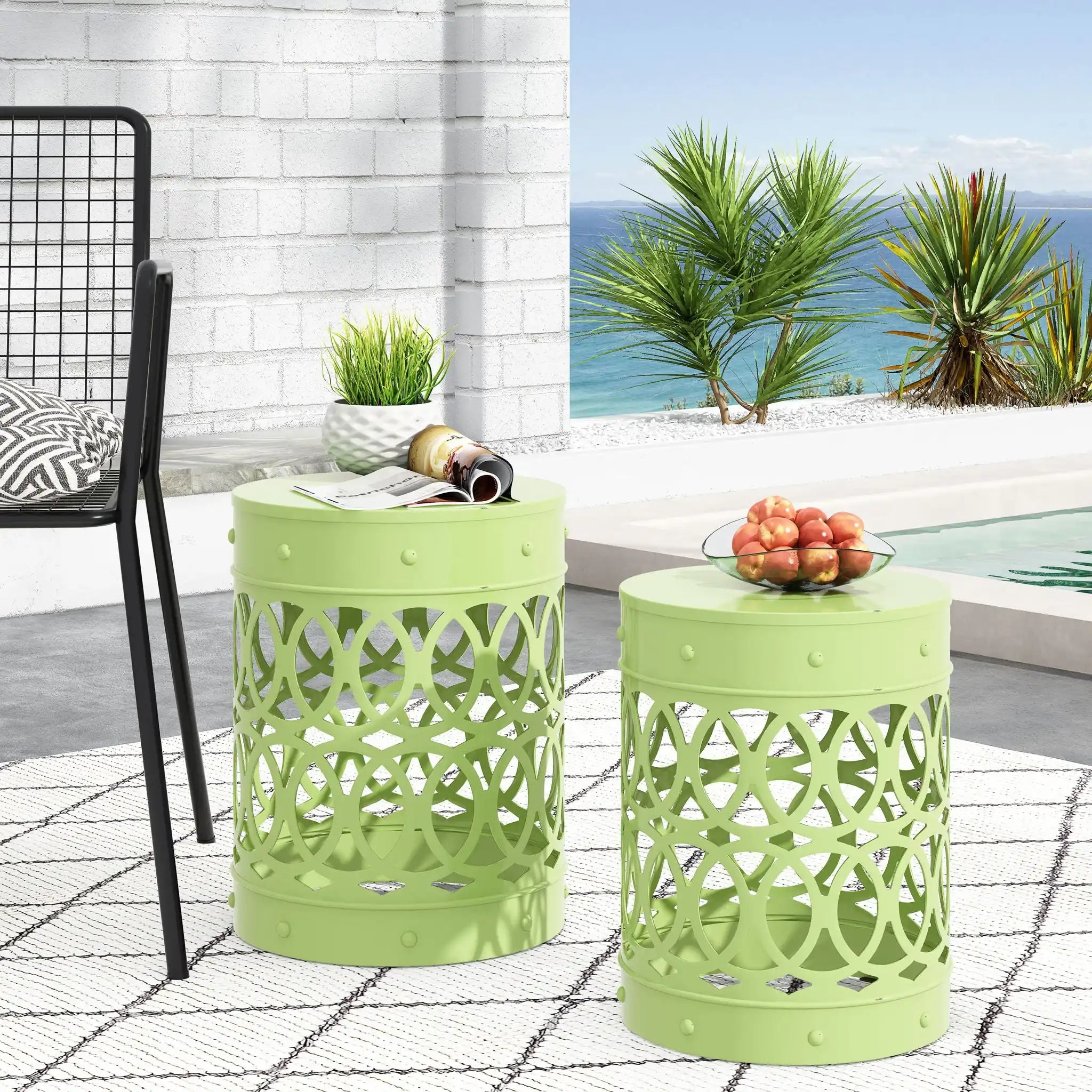 Outdoor Metal S/2 End Table - Best Buy Furniture