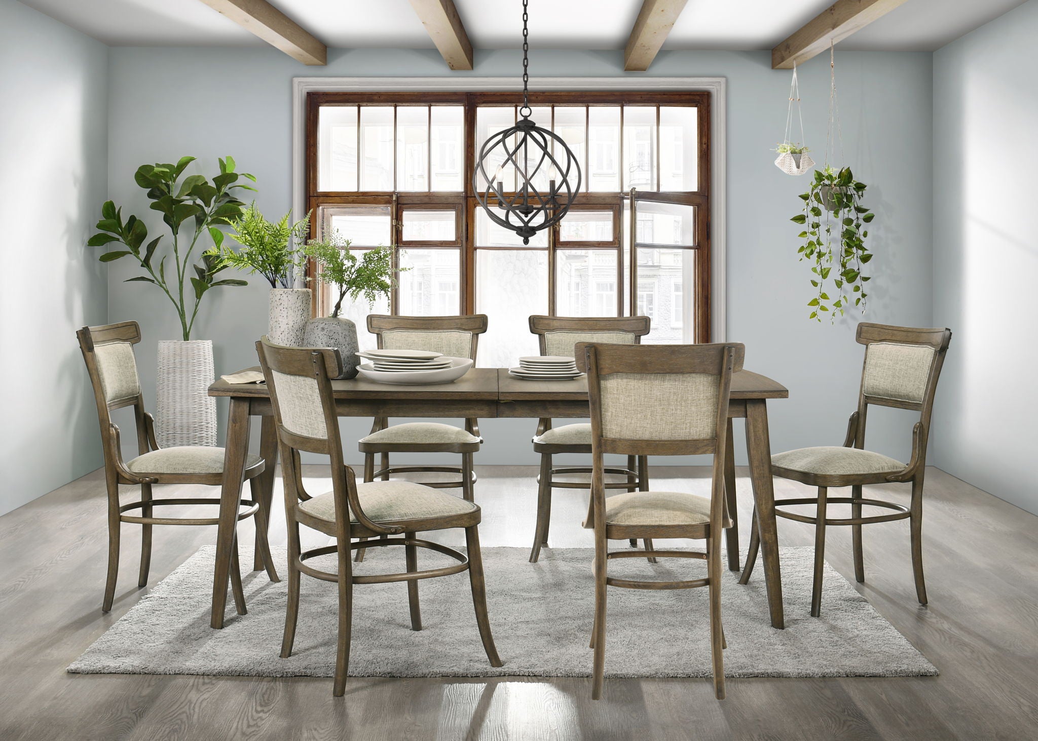 Bistro - Dining Table With Off White Fabric Dining Chairs - Best Buy Furniture