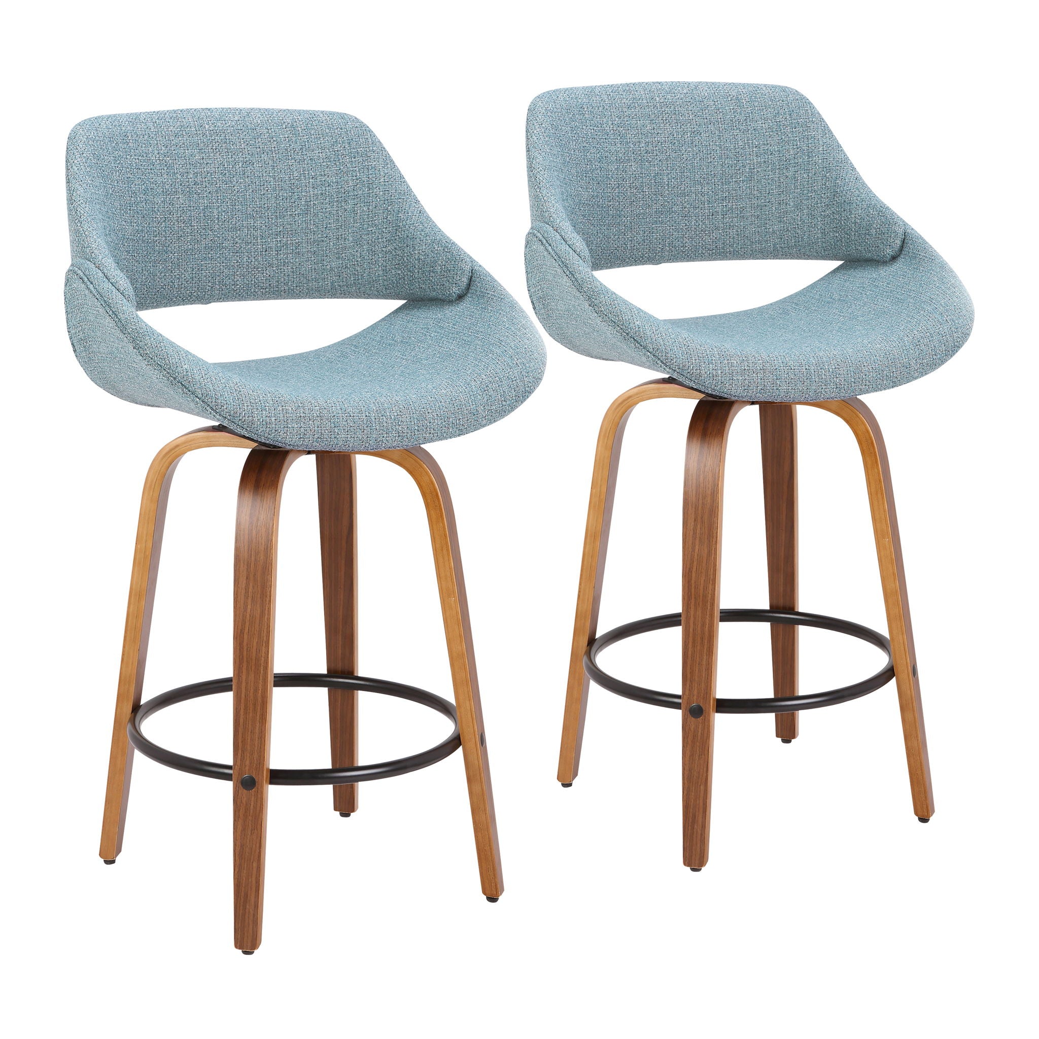 Fabrico - Mid Century Modern Fixed Height Counter Stool And Round Footrest (Set of 2) - Best Buy Furniture