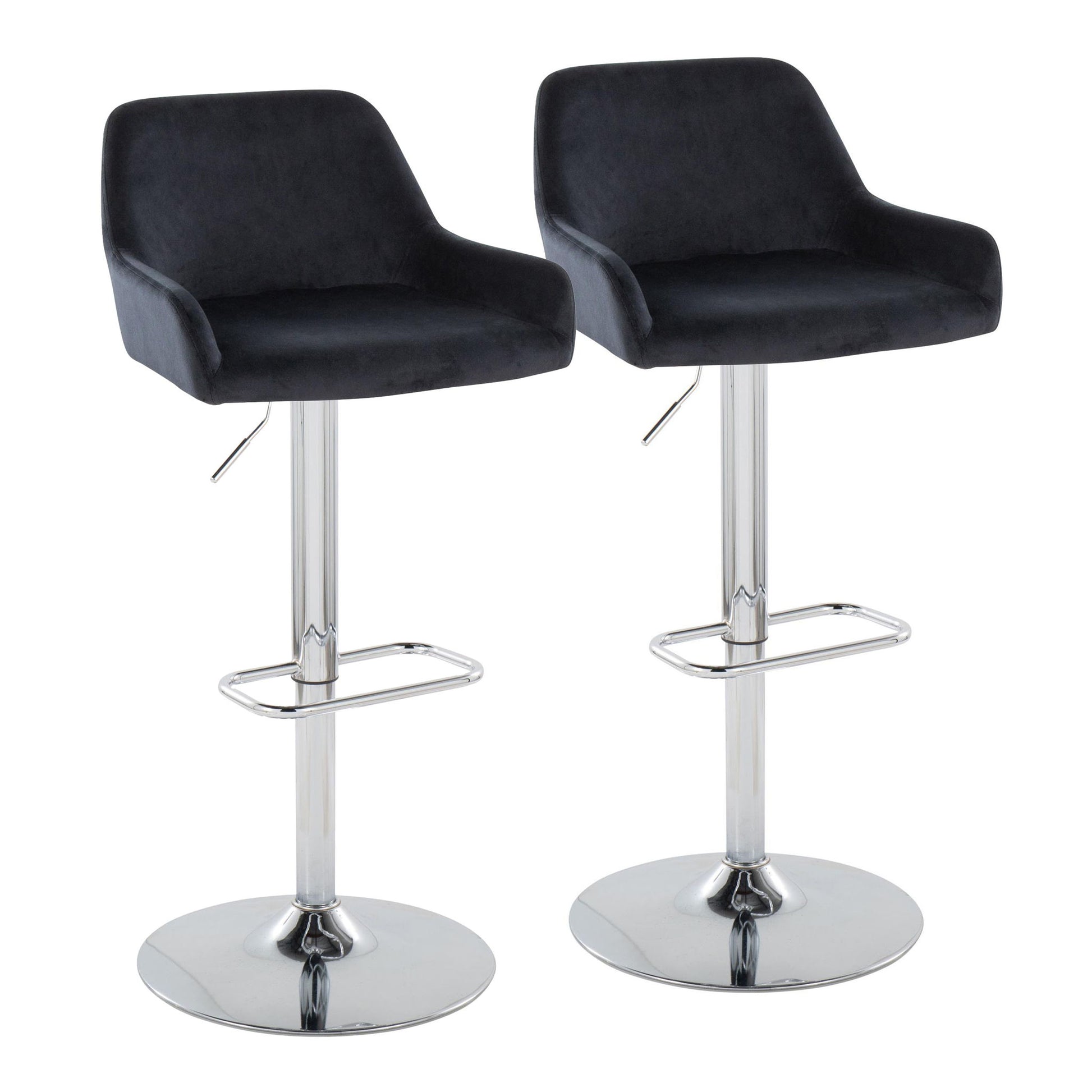 Daniella - Contemporary Adjustable Barstool With Swivel With Rounded Rectangle Footrest (Set of 2) - Best Buy Furniture