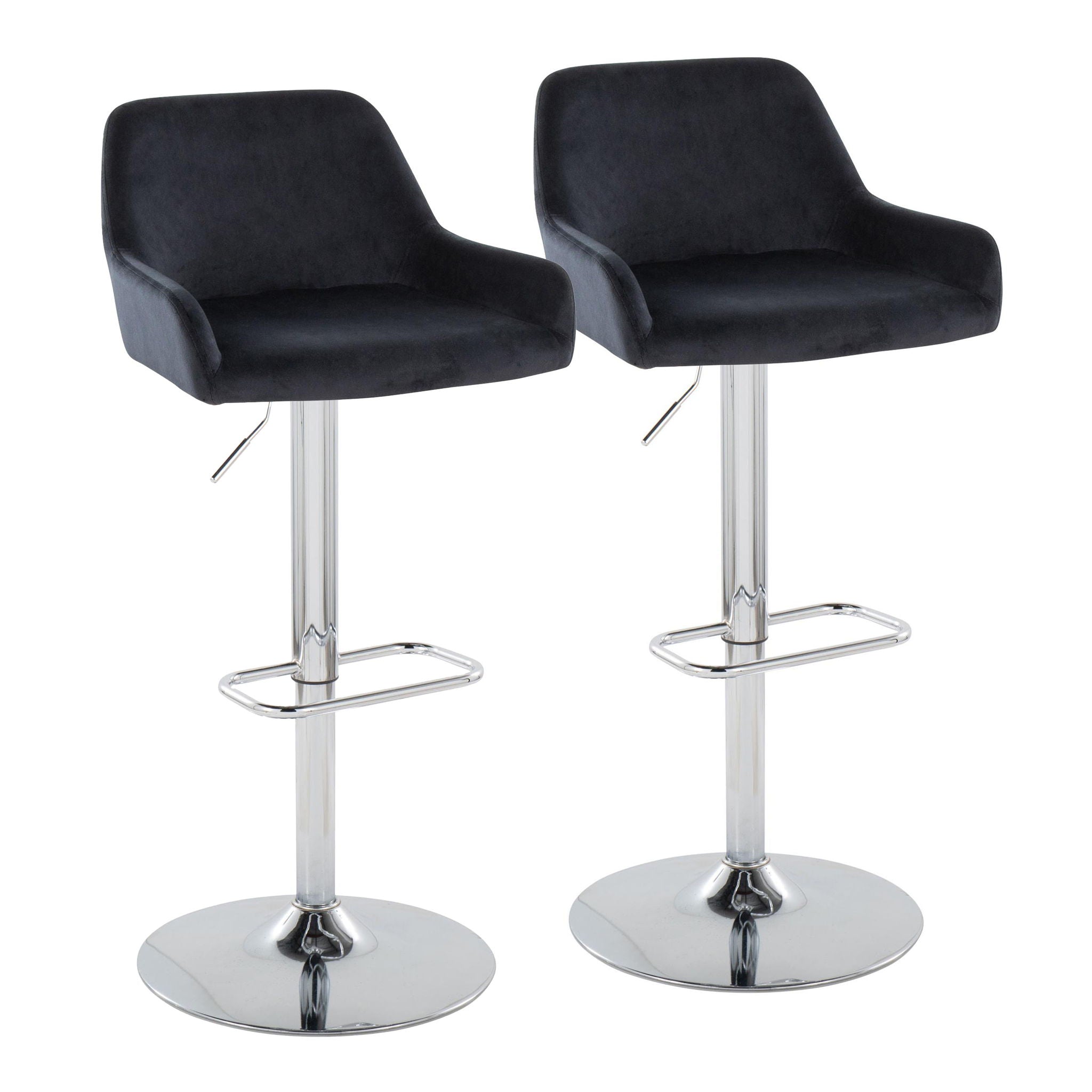 Daniella - Contemporary Adjustable Barstool With Swivel With Rounded Rectangle Footrest (Set of 2) - Best Buy Furniture