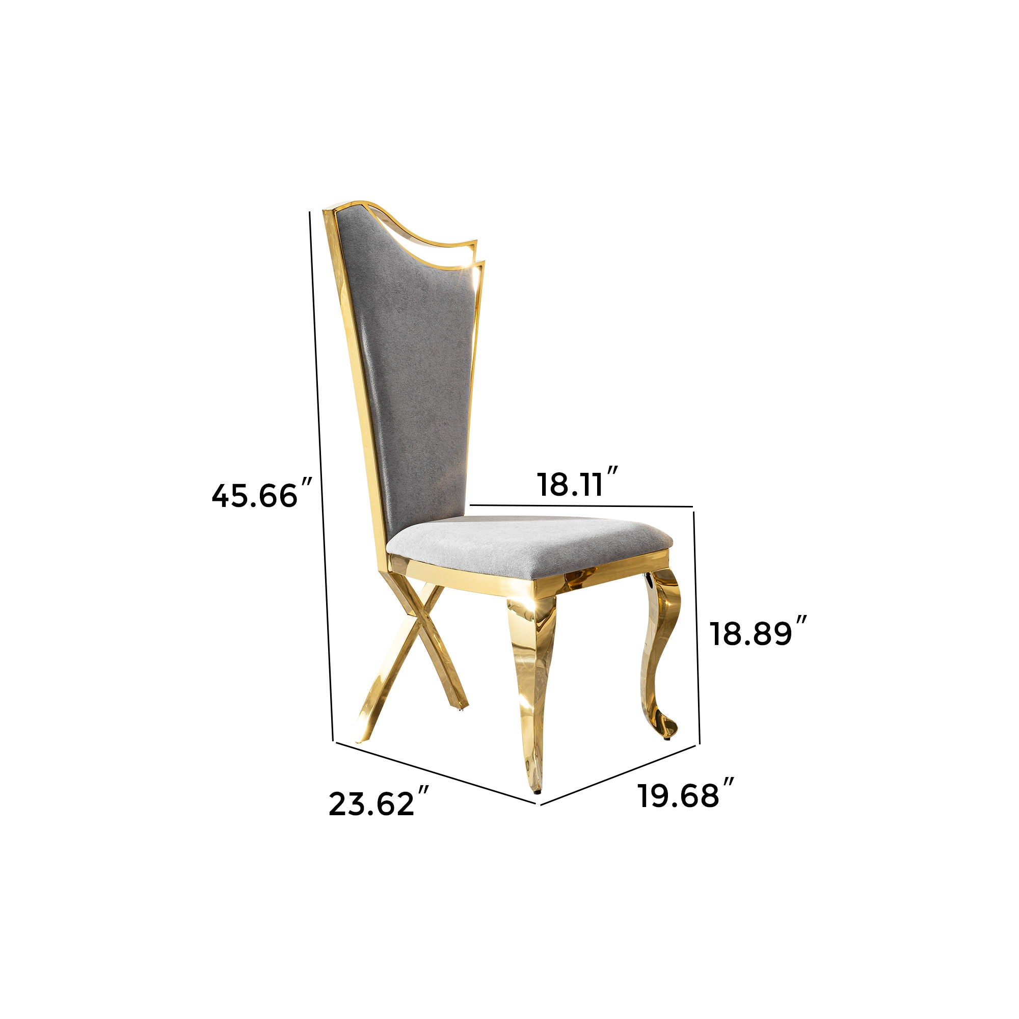 Gorgeous Streamlined High Back Fabric Stainless Steel Dining Chair (Set of 2) - Gold / Gray - Best Buy Furniture