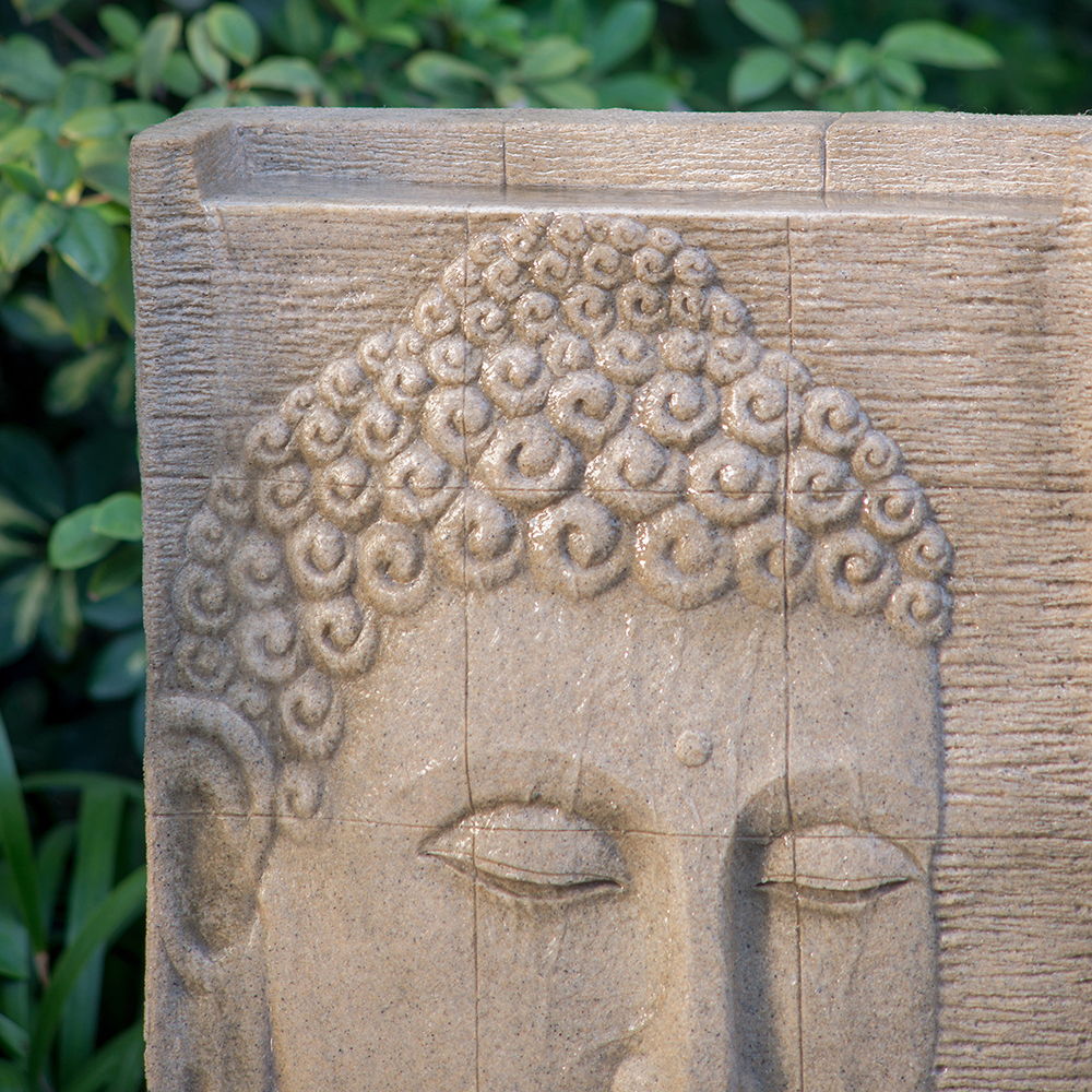 High Sandstone Buddha Fountain, Indoor Outdoor Water Fountain With Light - Beige - Best Buy Furniture