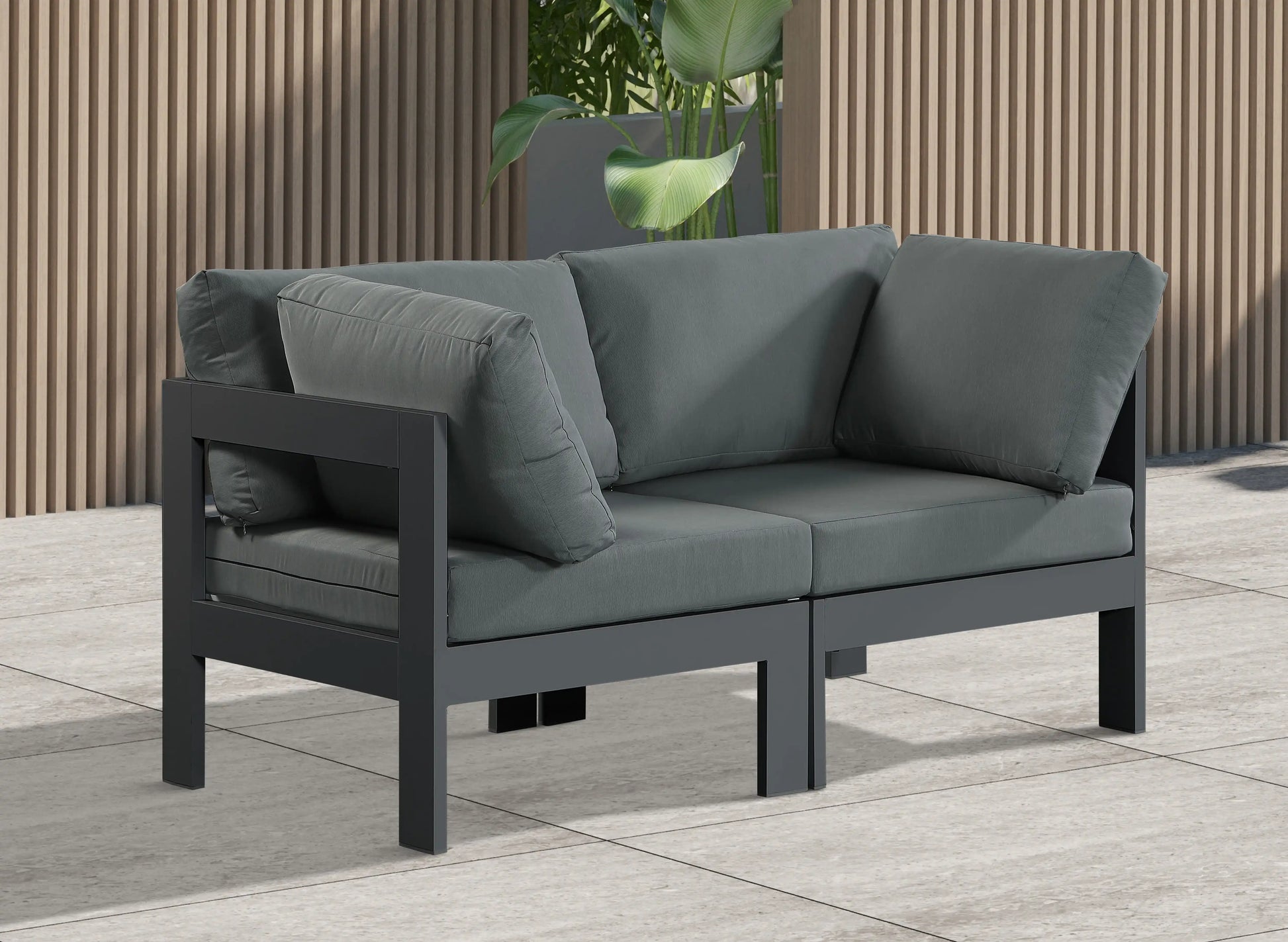 Nizuc - Outdoor Patio 2 Seat Modular Sofa With Gray Frame - Best Buy Furniture