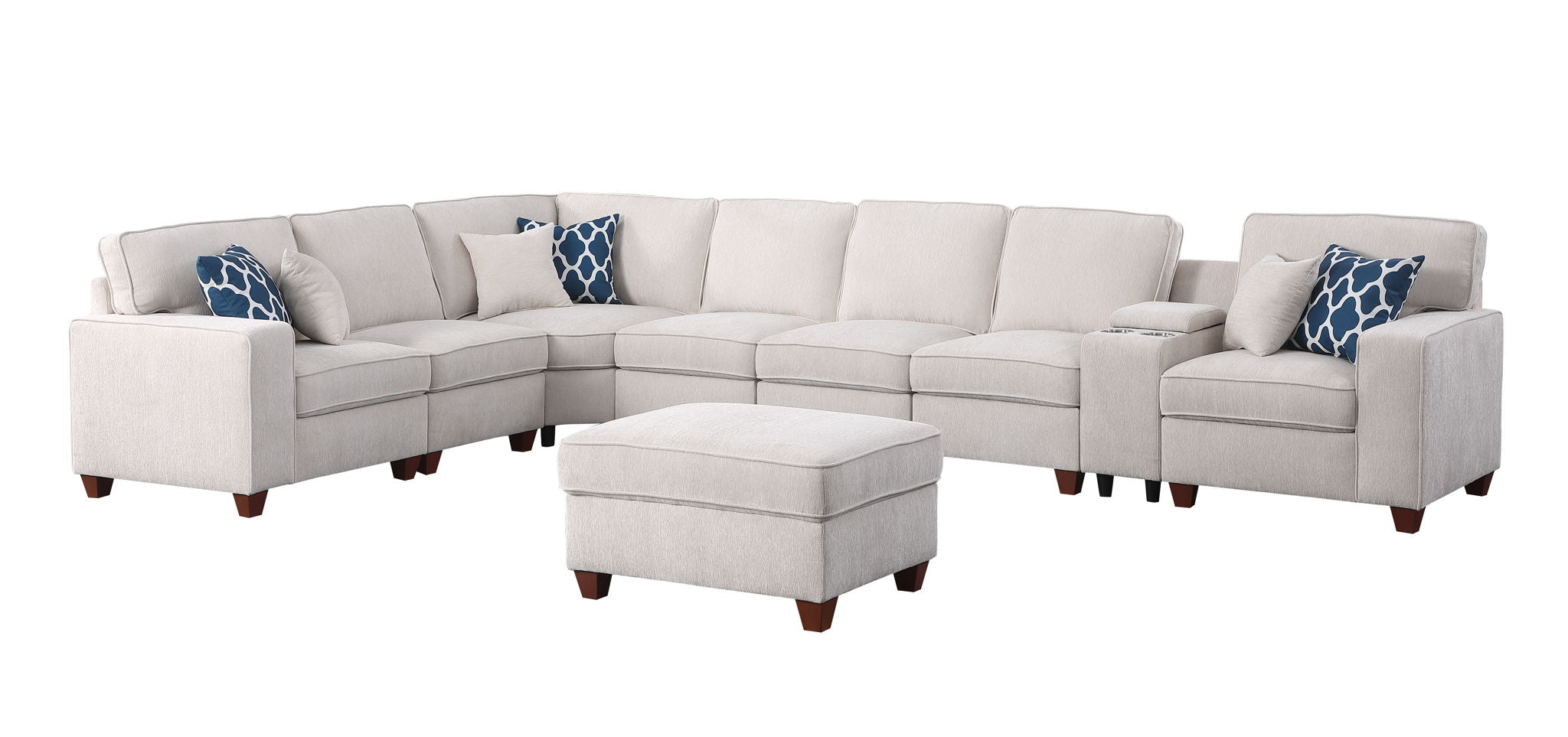 Ted - Sectional Sofa With Ottoman - Beige - Best Buy Furniture
