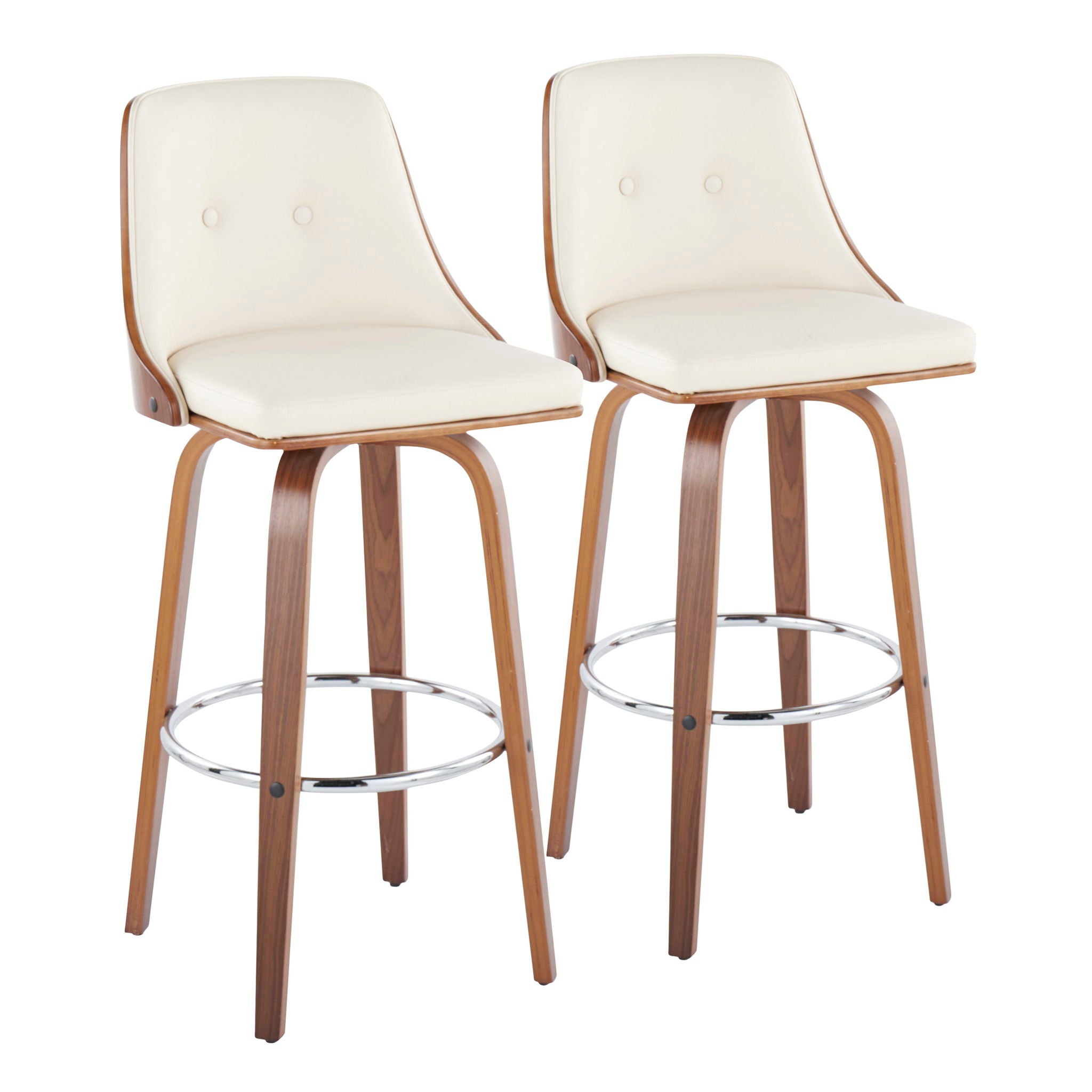 Gianna - Mid Century Modern Fixed Height Barstool With Swivel With Round Footrest (Set of 2) - Best Buy Furniture