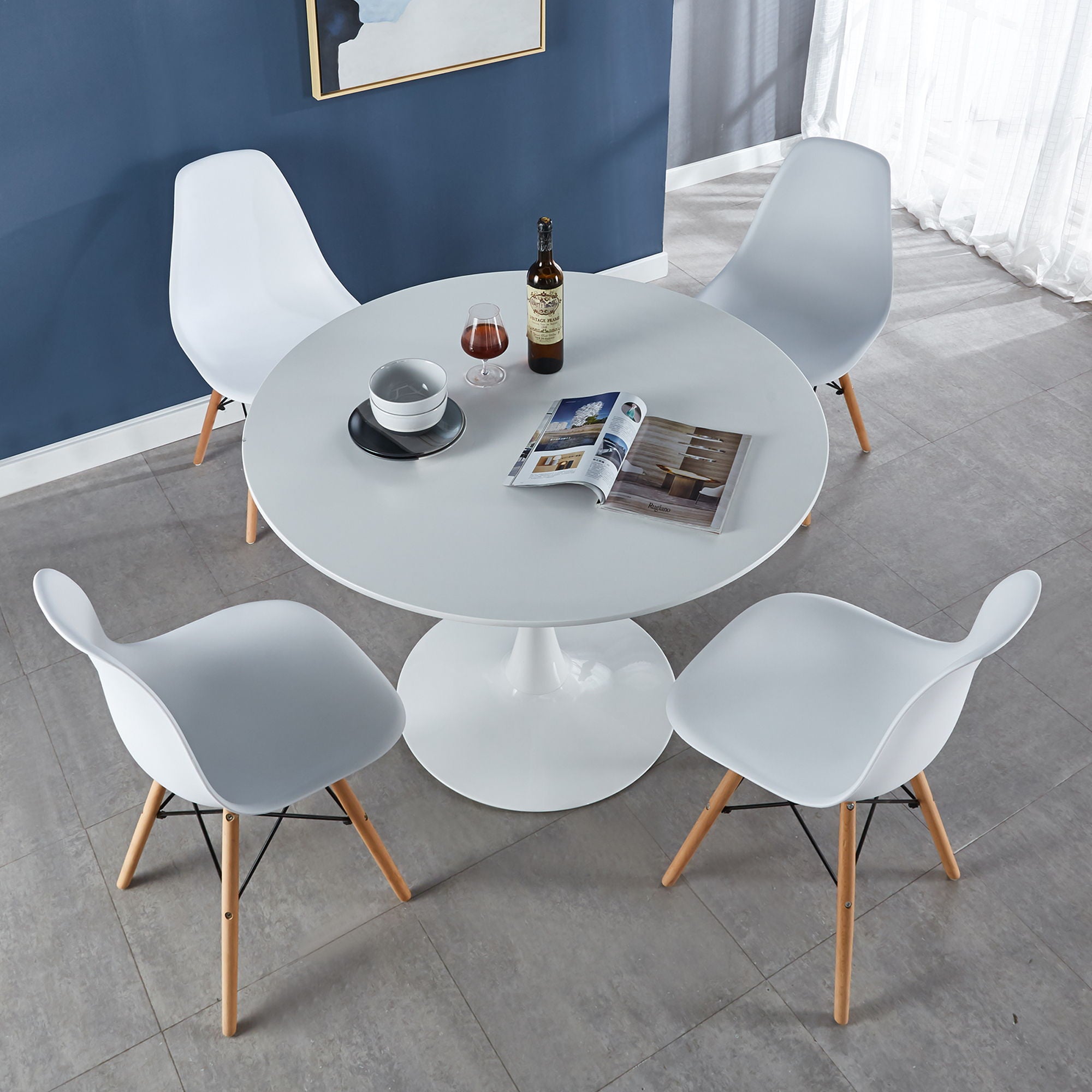 Tulip Table Mid-Century Dining Table With Round MDF Table Top, Pedestal Dining Table, End Table Leisure Coffee Table - Best Buy Furniture