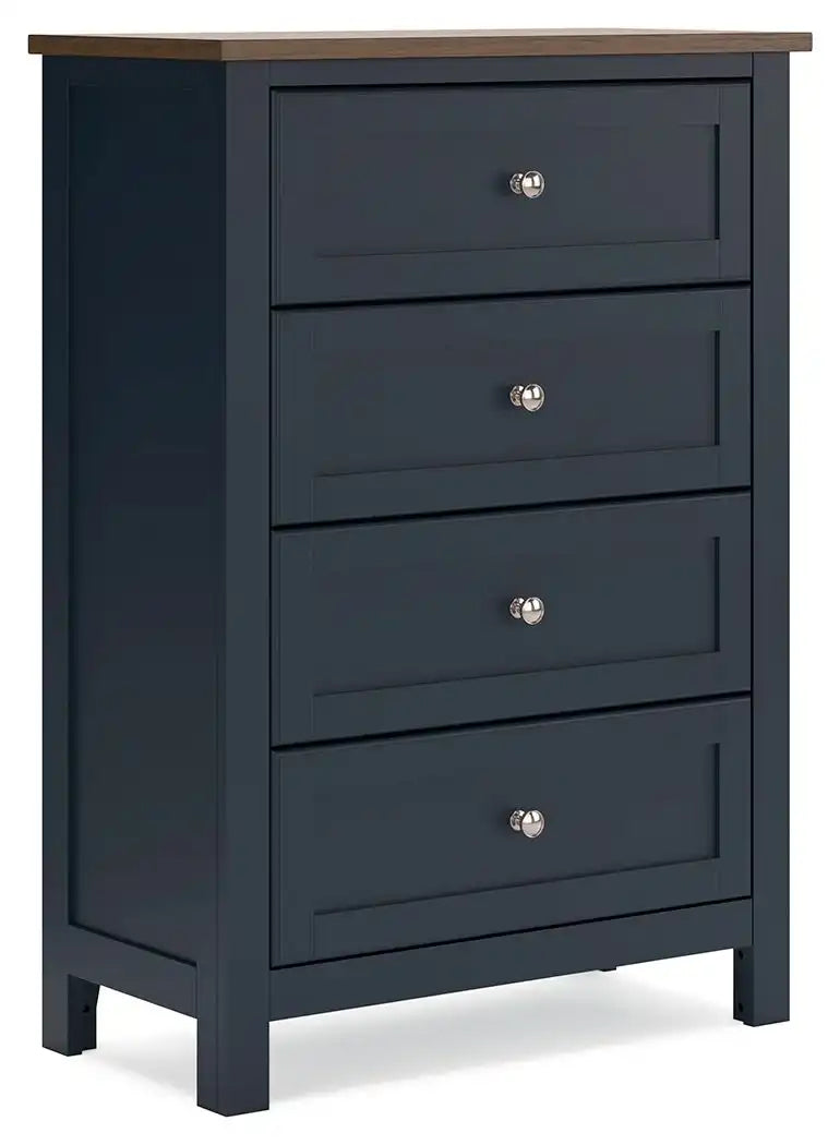 Landocken - Four Drawer Chest - Brown / Blue - Best Buy Furniture