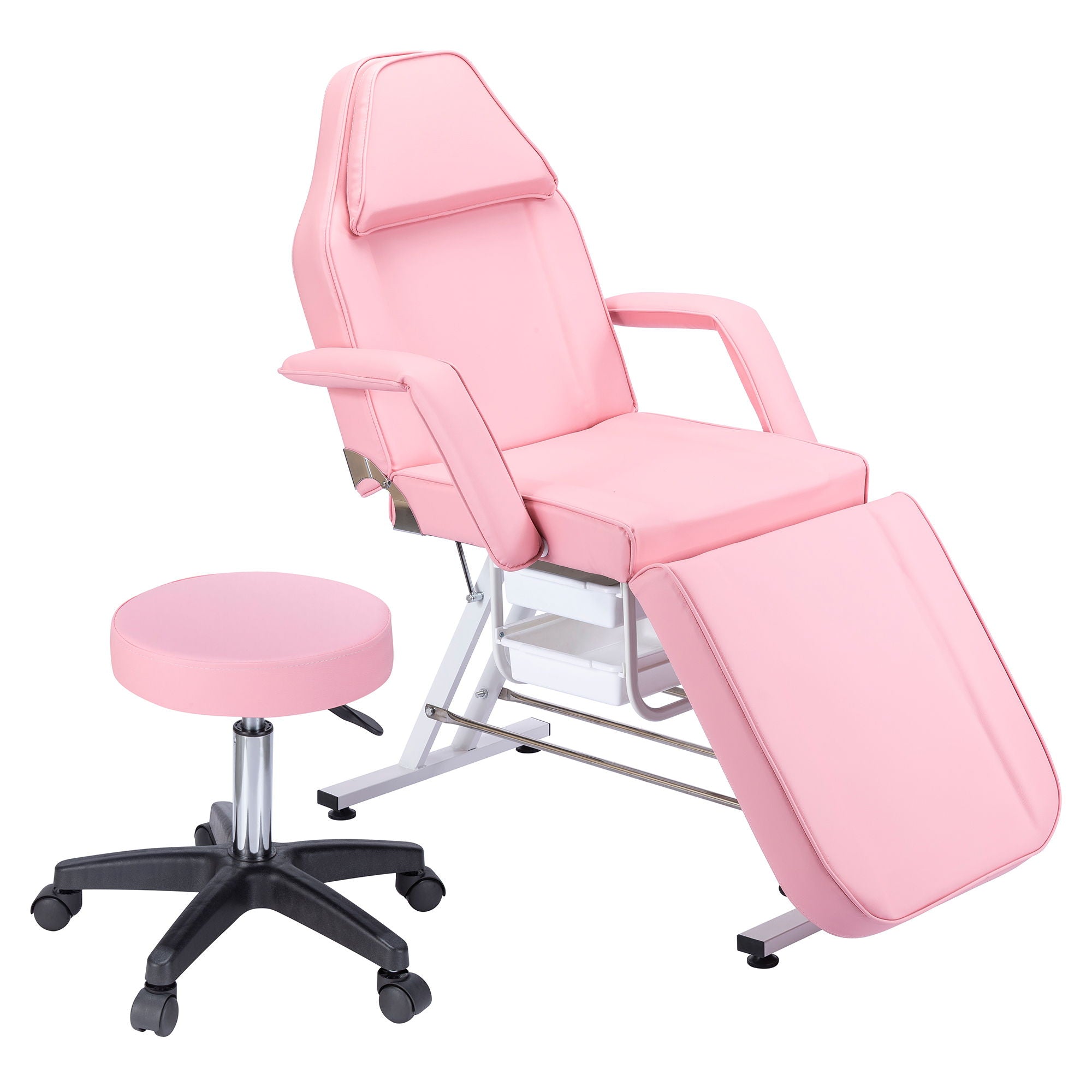 72.8" Massage Salon Tattoo Chair With Two Trays Esthetician Bed With Hydraulic Stool, Multi-Purpose 3-Section Facial Bed Table, Adjustable Beauty Barber Spa Beauty Equipment - Best Buy Furniture