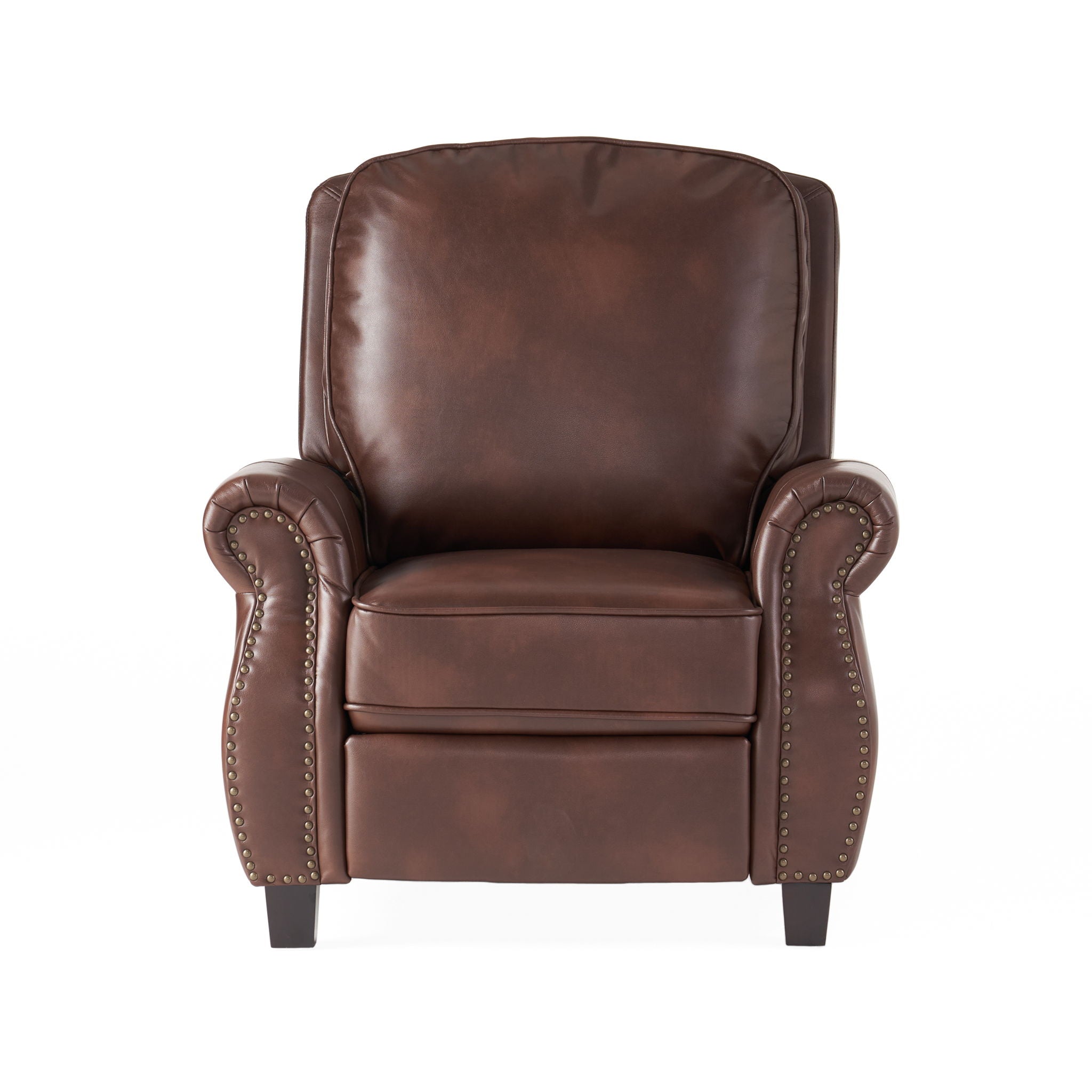 Neville - Recliner Chair With Push Back Function And Birch Wood Legs - Brown - Best Buy Furniture