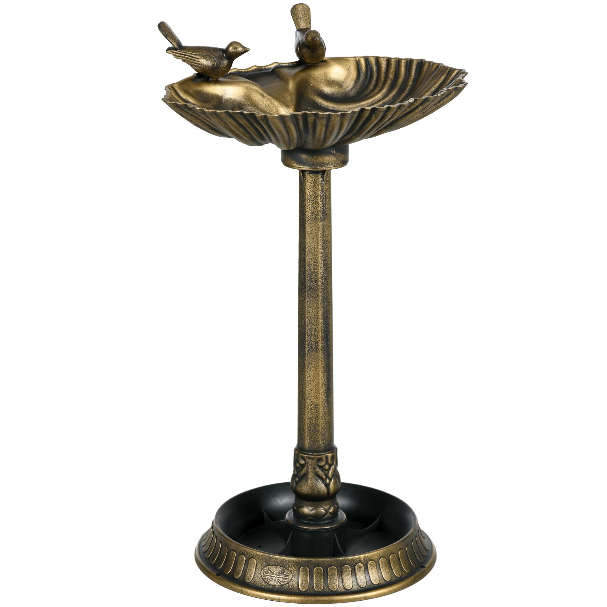Outsunny - Antique Bird Bath With Pedestal Flower Planter Base, Vintage Style Decorative Birdbath, Bird Feeder Bowl & Planter Decoration Yard Statue - Bronze - Best Buy Furniture