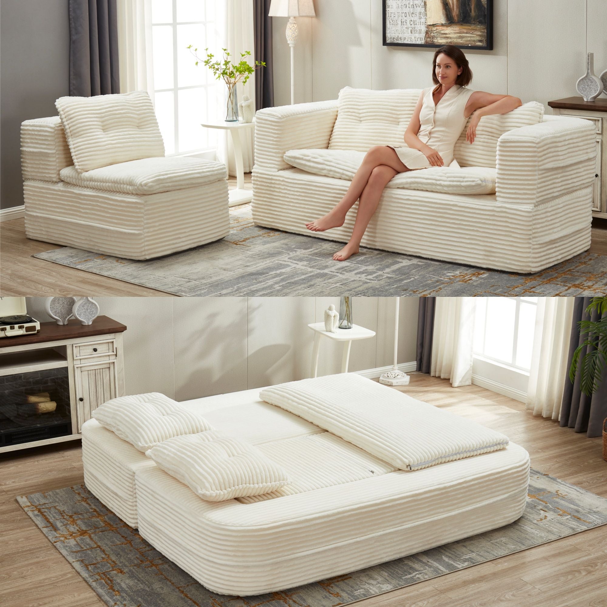 Multi Functional Sectional Sofa Bed With Independent Chaise Lounge And Functional Blanket - Best Buy Furniture