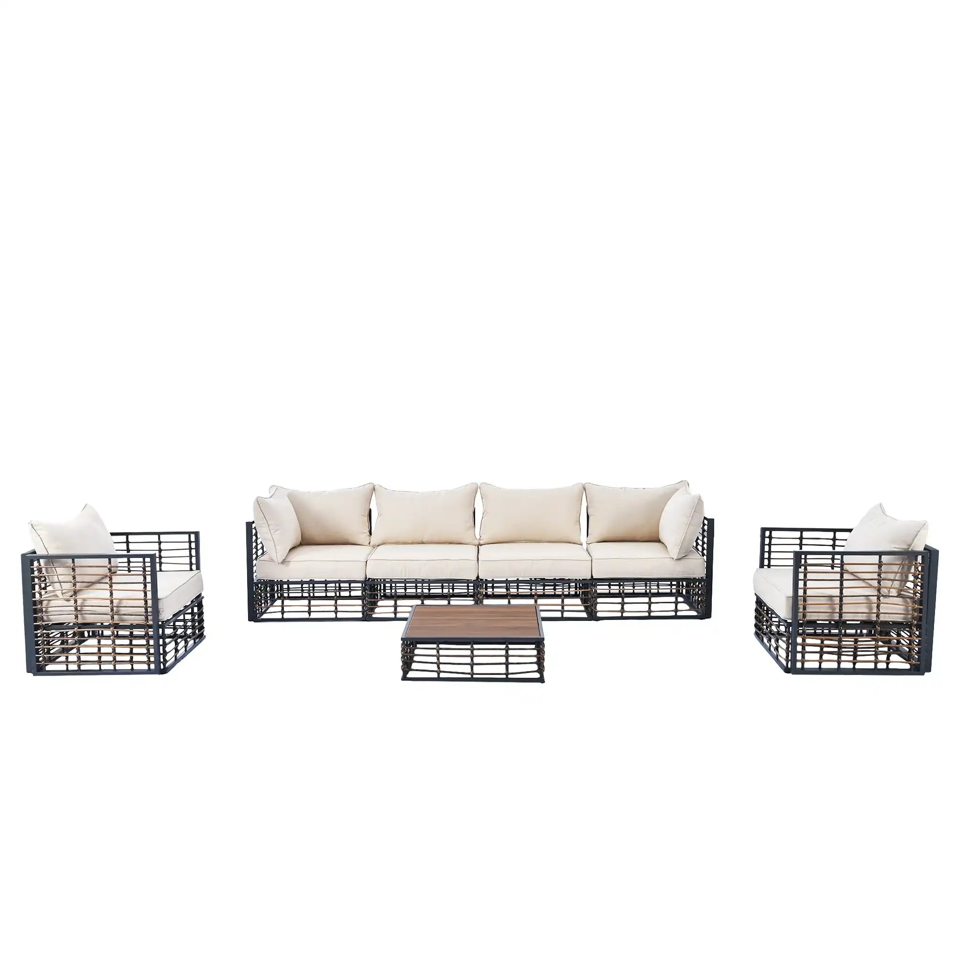 TOPMAX Modern 7-Piece Outdoor Modular Sectional Sofa Set - Best Buy Furniture