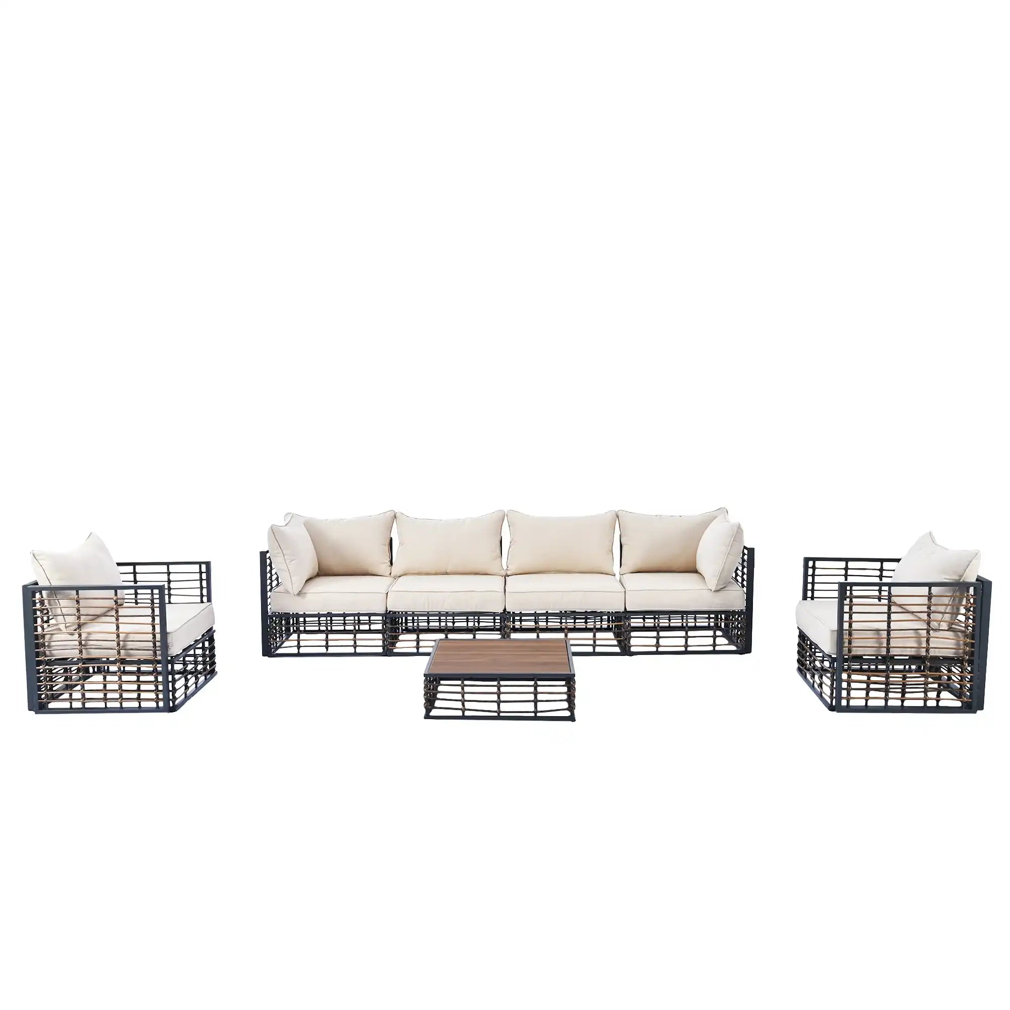 TOPMAX Modern 7-Piece Outdoor Modular Sectional Sofa Set - Best Buy Furniture