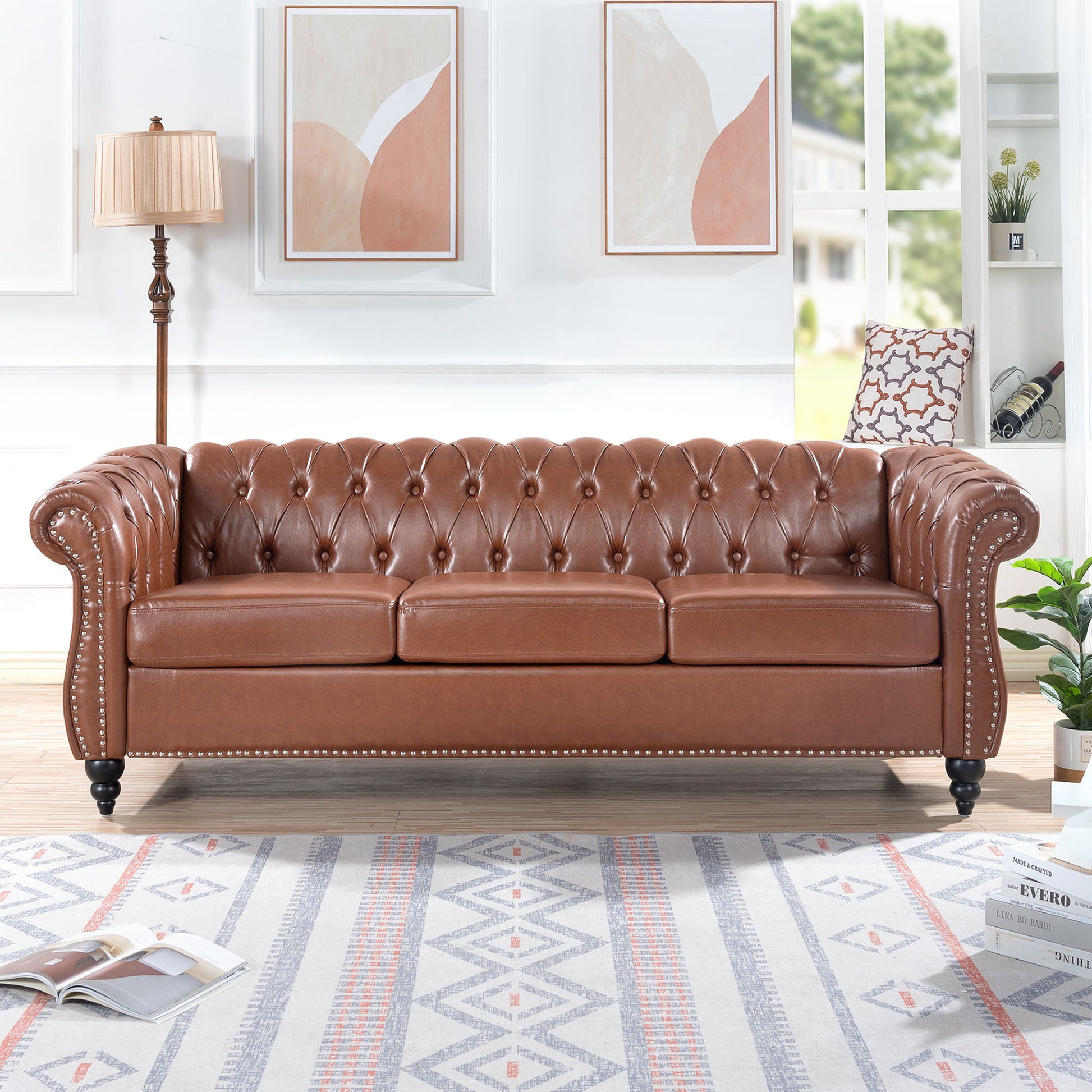 Rolled Arm Chesterfield 3 Seater Sofa - Best Buy Furniture