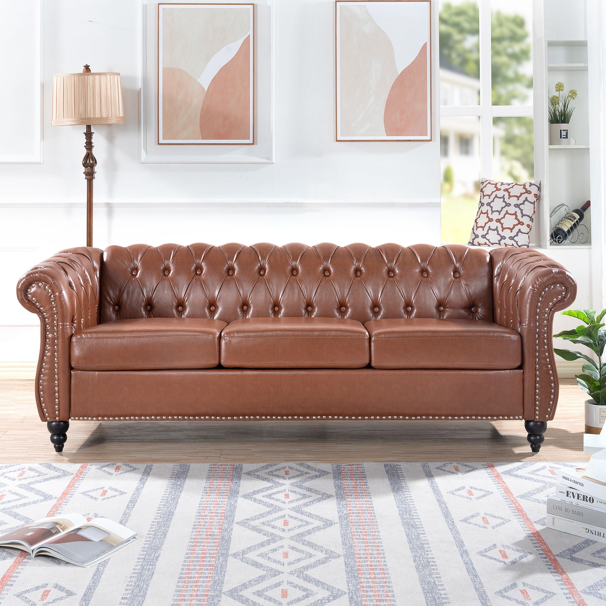 Rolled Arm Chesterfield 3 Seater Sofa - Best Buy Furniture