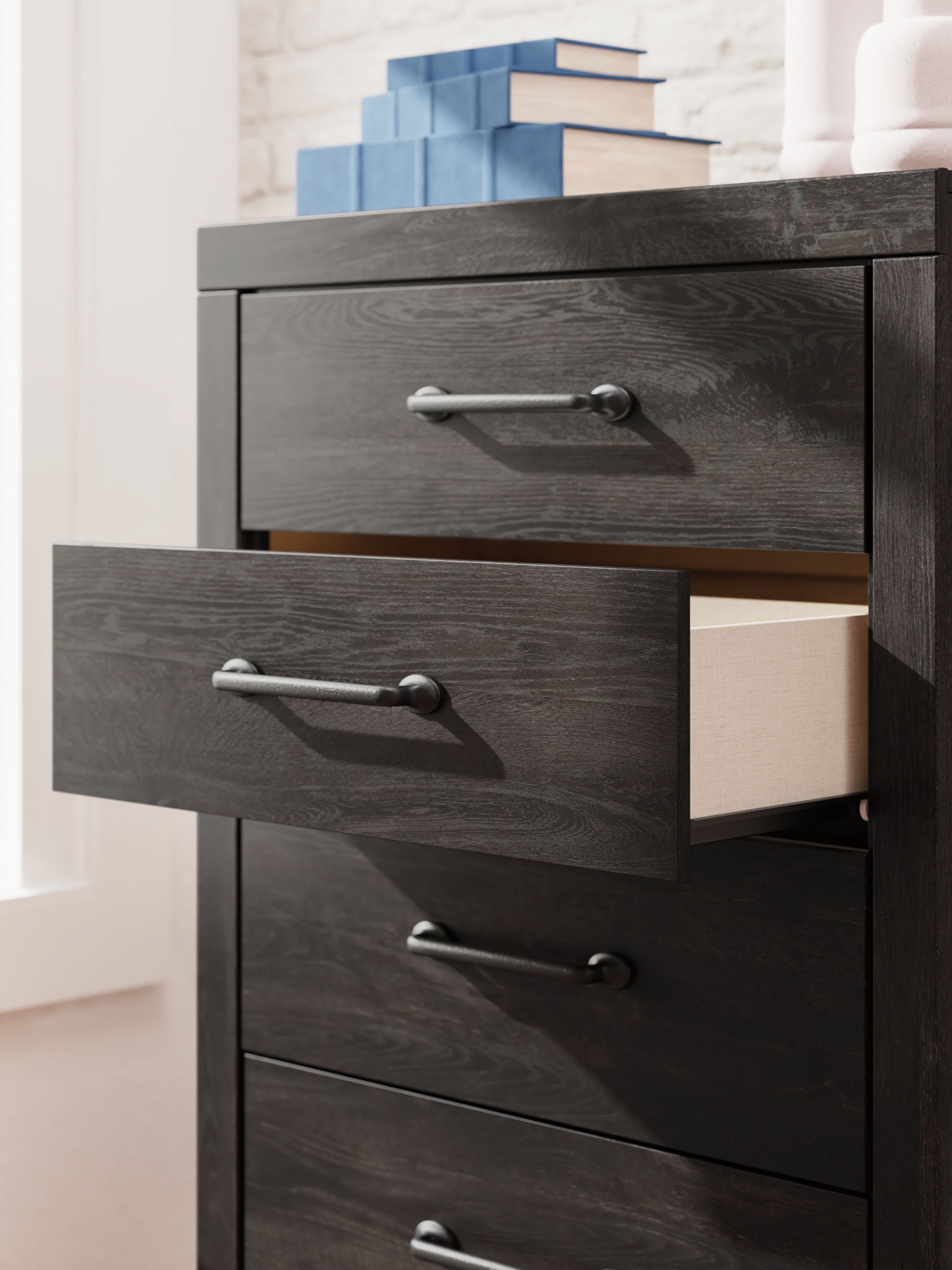 Hollivern - Five Drawer Chest - Dark Gray - Best Buy Furniture