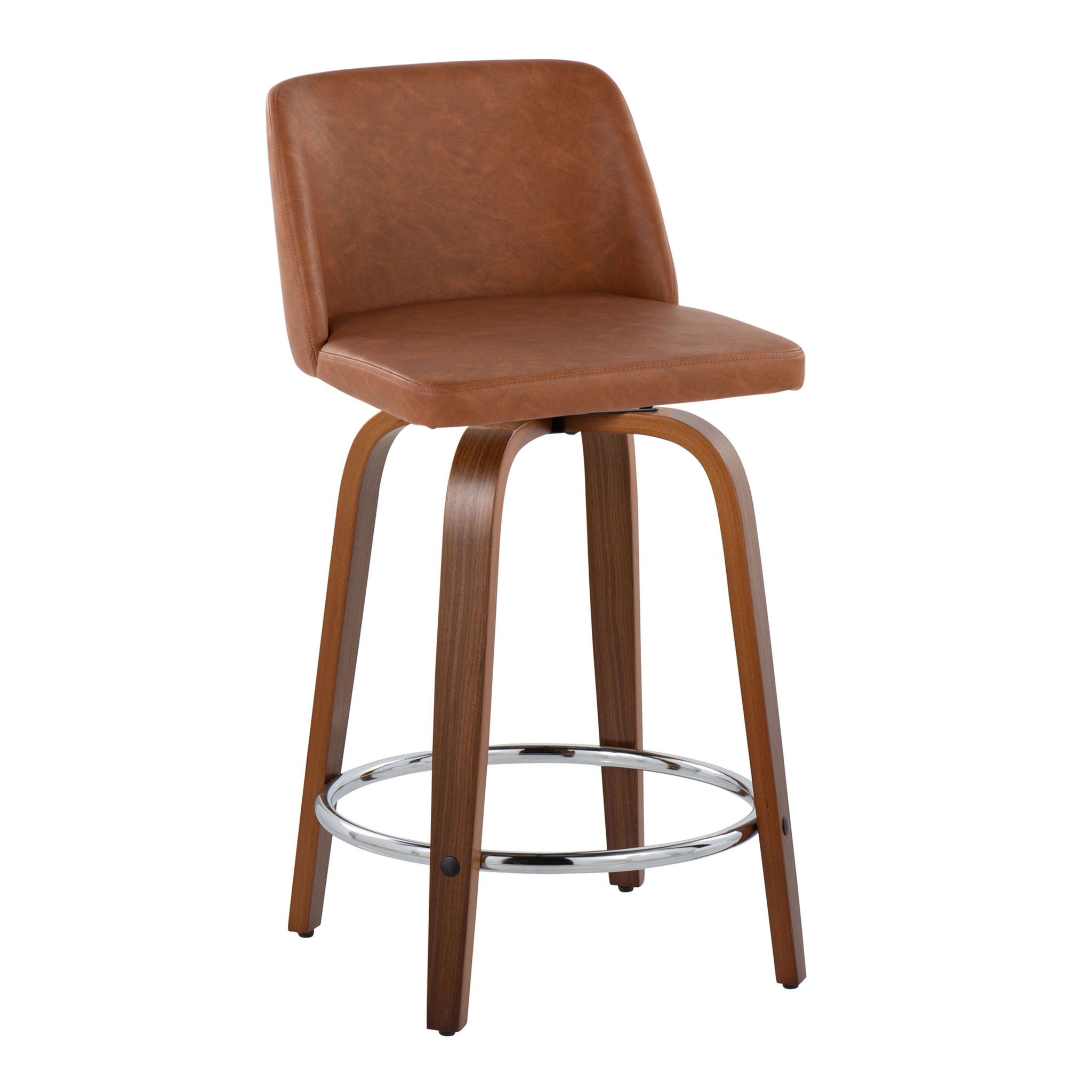 Toriano - Mid Century Modern Fixed Height Counter Stool With Swivel With Round Footrest (Set of 2) - Best Buy Furniture