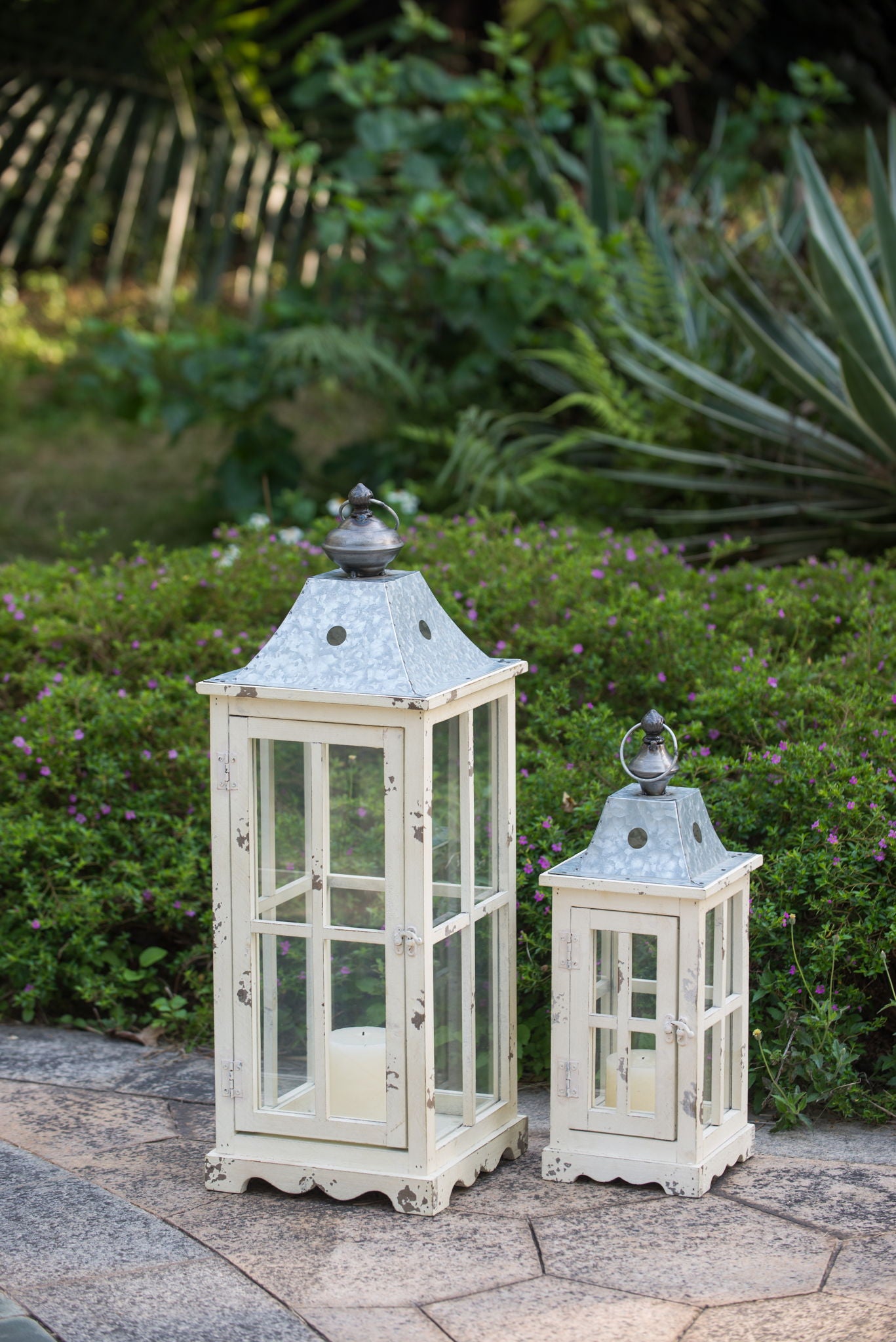 Wooden Candle Lantern Decorative, Hurricane Lantern Holder Decor For Indoor Outdoor, Home Garden - Ivory - Best Buy Furniture