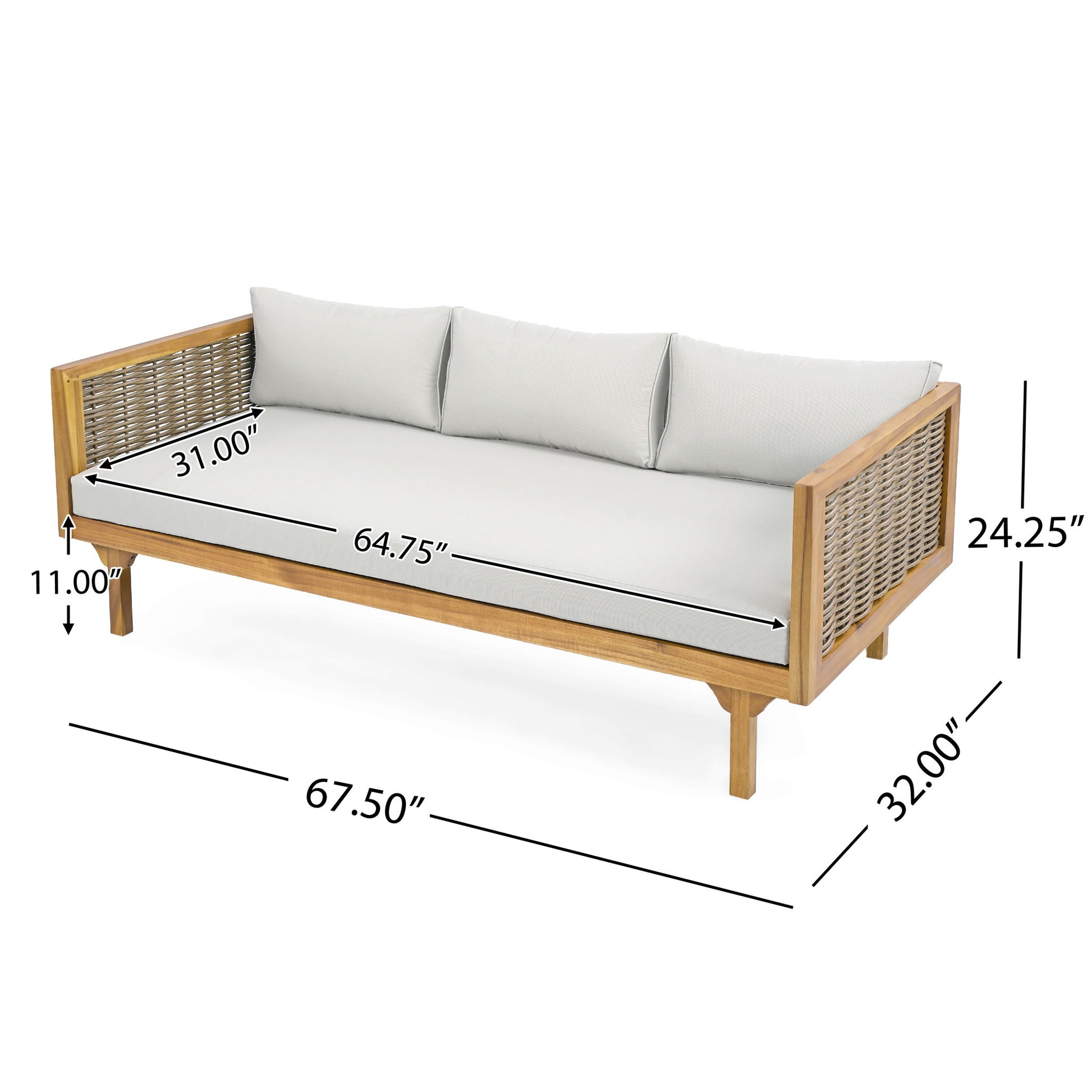 Claremont - 3 Seater Daybed Teak Acacia Wood Water Resistant Cushions - Best Buy Furniture