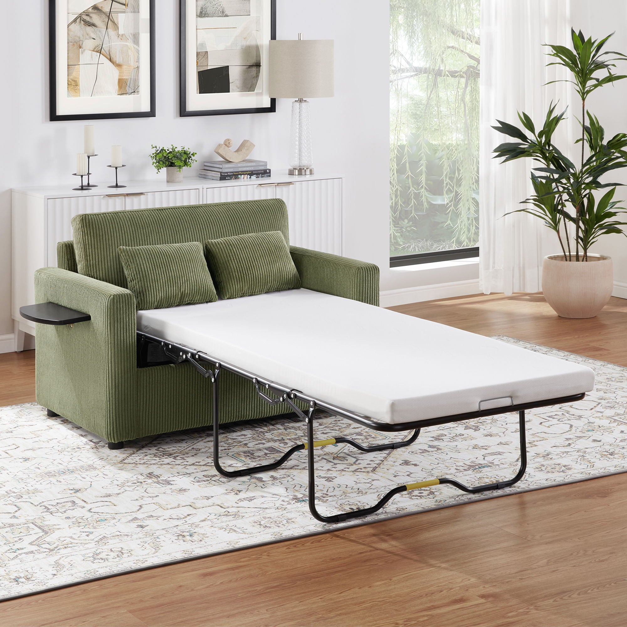 Sleeper Sofa With Foldable Mattress, USB Ports, Side Table & Storage Pocket - Best Buy Furniture