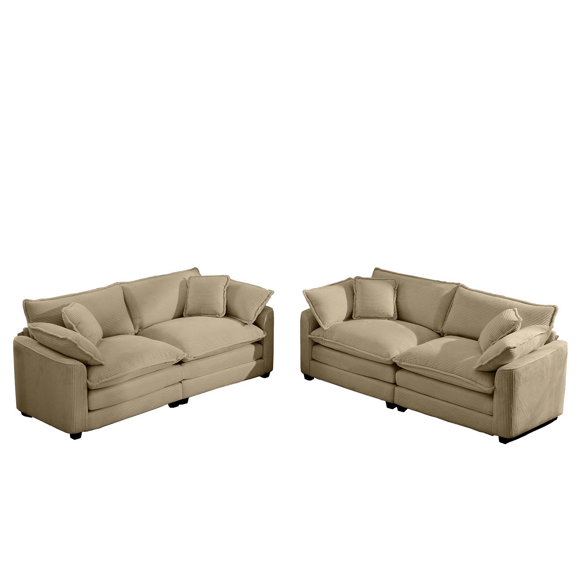 Elegant Corduroy Oversized Sectional Sofa Set With Deep Seats And Flexible Layout - Best Buy Furniture