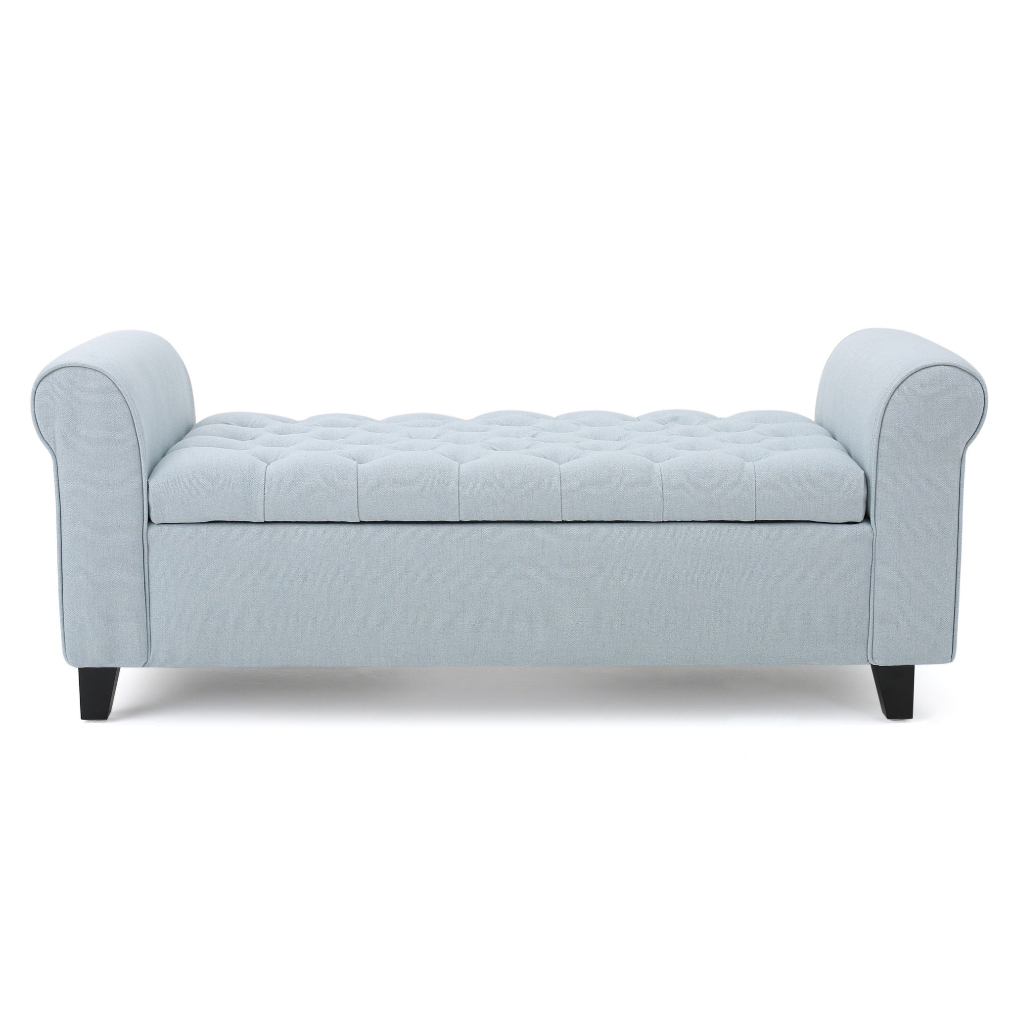 Hayes - Contemporary Armed Storage Bench With Rolled Arms And Button Tufting - Best Buy Furniture