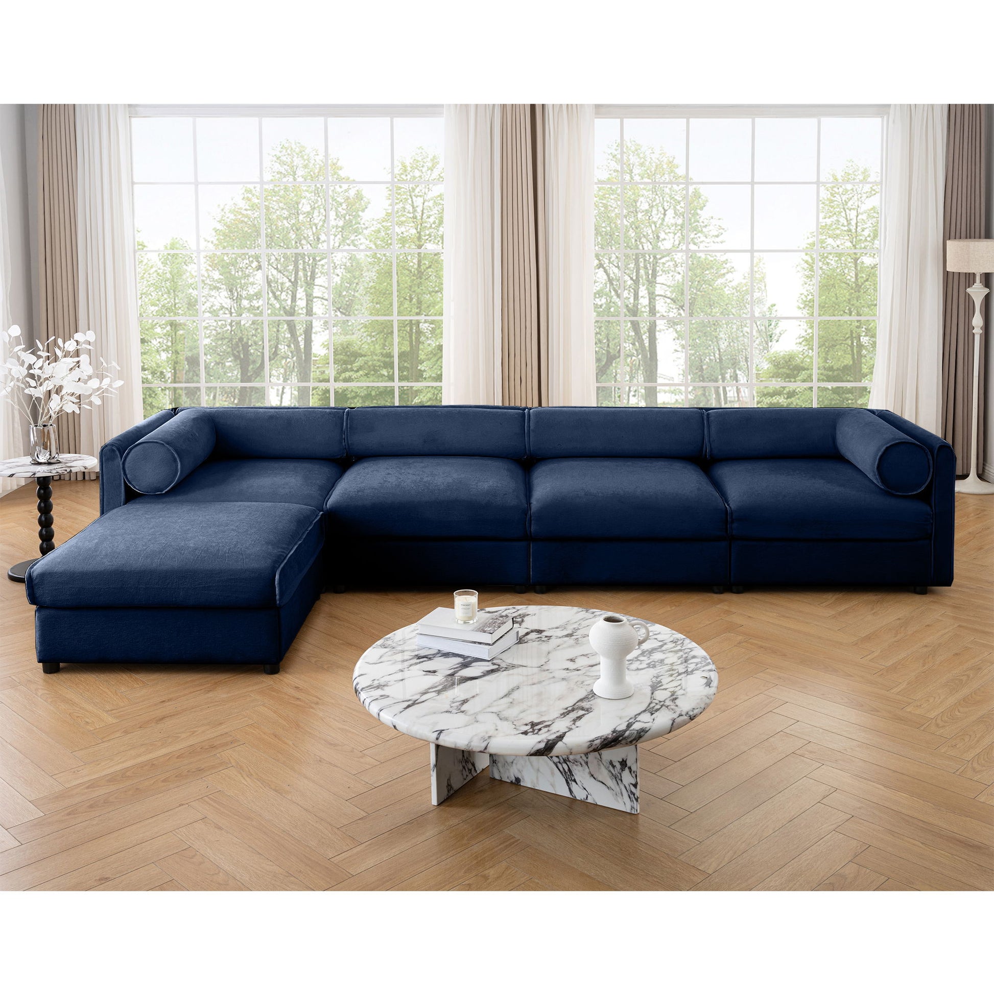 Contemporary Elegant White Chenille Sofa With Storage And Ottoman - Best Buy Furniture