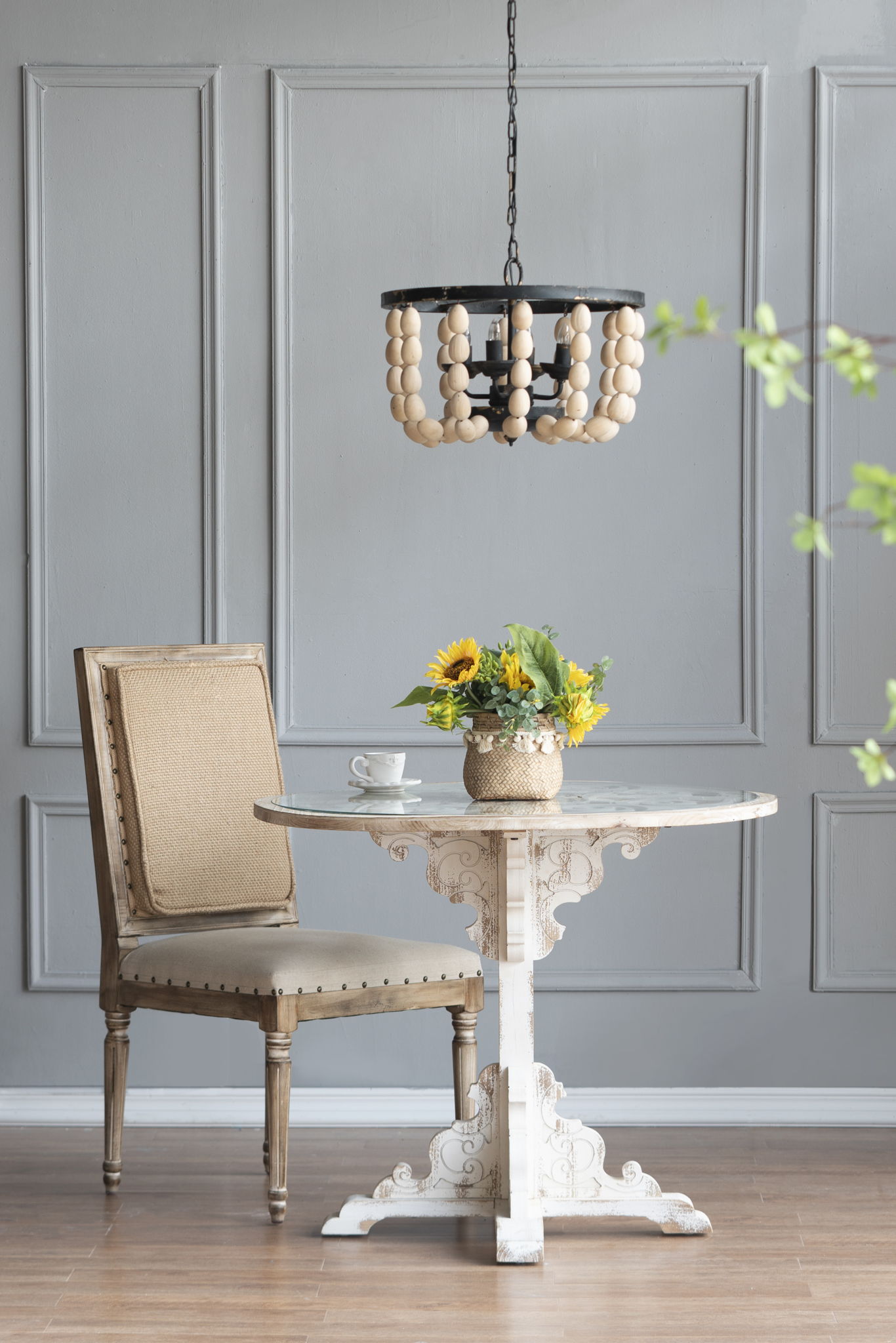 4 Light Wood Chandelier, Hanging Light Fixture With Adjustable Chain For Kitchen, Bulb Not Included - Cream - Best Buy Furniture