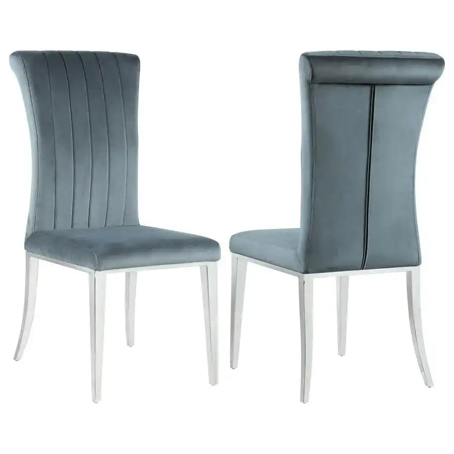 Beaufort - Upholstered Dining Side Chair (Set of 2) - Steel Gray - Best Buy Furniture