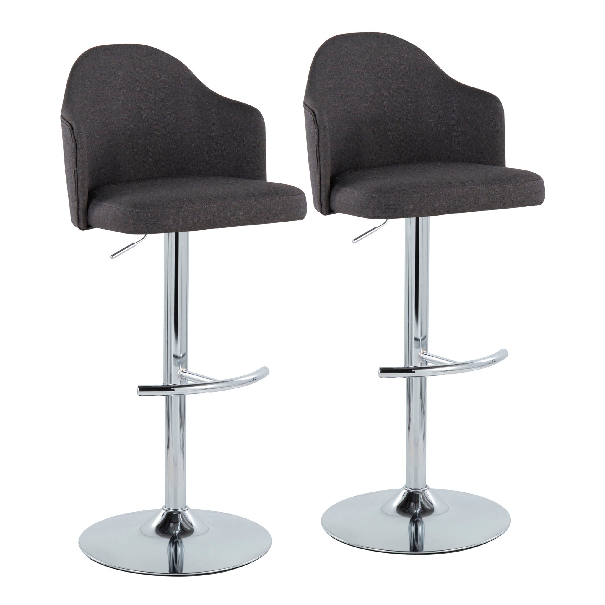 Ahoy - Contemporary Adjustable Barstool With Swivel With Rounded T Footrest (Set of 2) - Best Buy Furniture