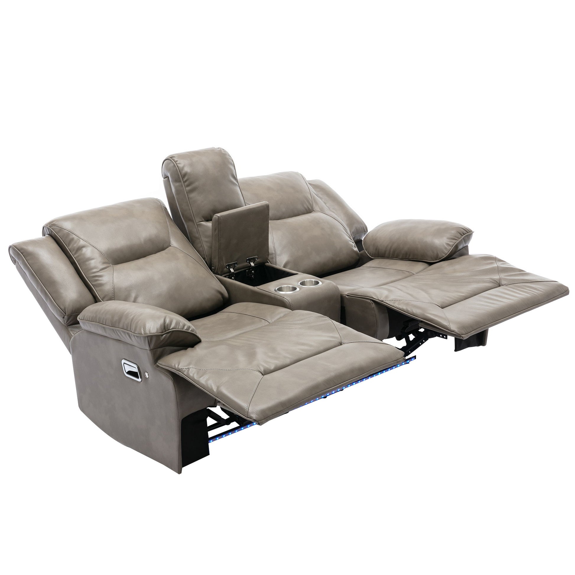 Home Theater Recliner Set Manual Recliner Chair With A LED Light Strip Two Built-In Cup Holders For Living Room - Best Buy Furniture
