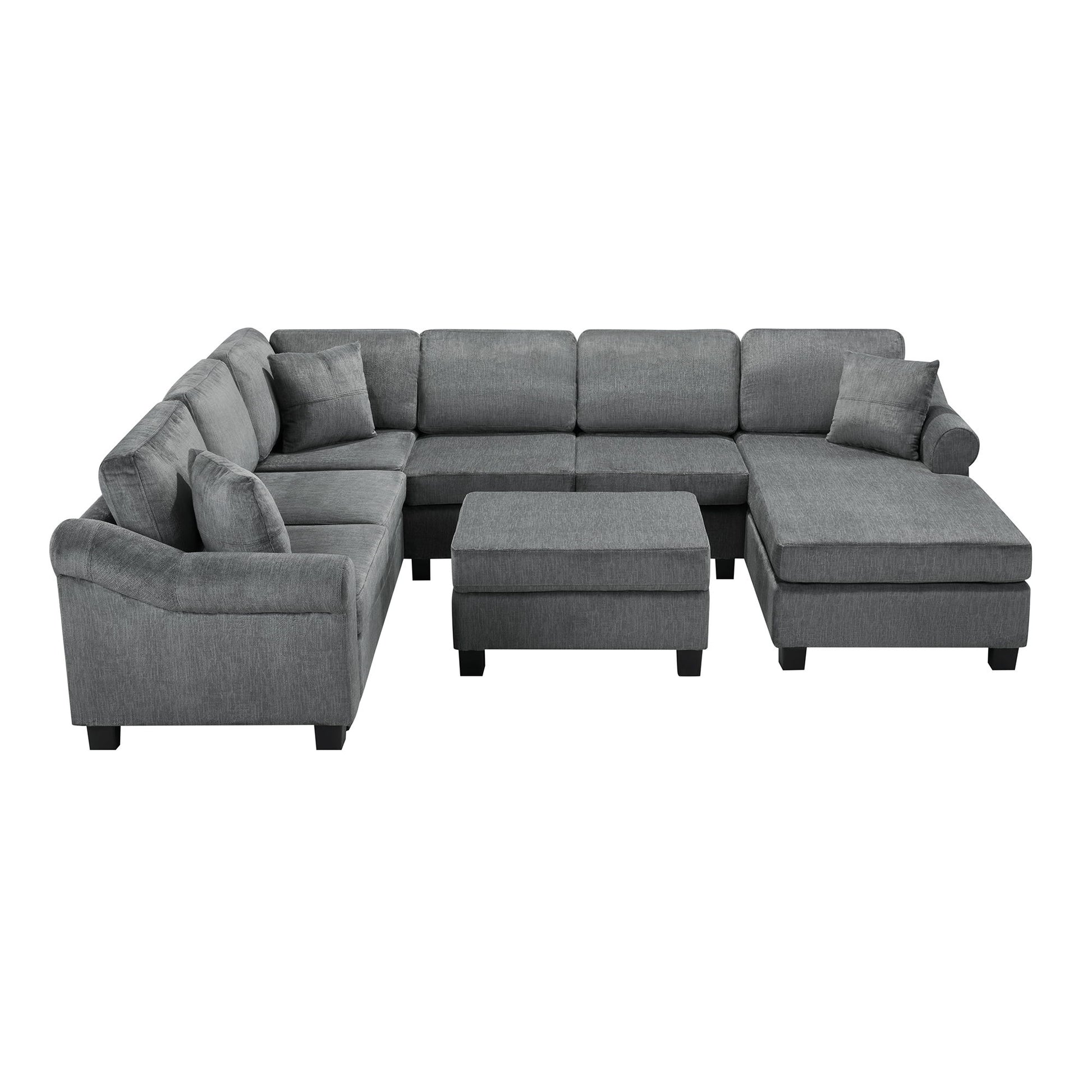 Contemporary U - Shaped Sectional Sofa With Movable Storage Ottoman - Best Buy Furniture