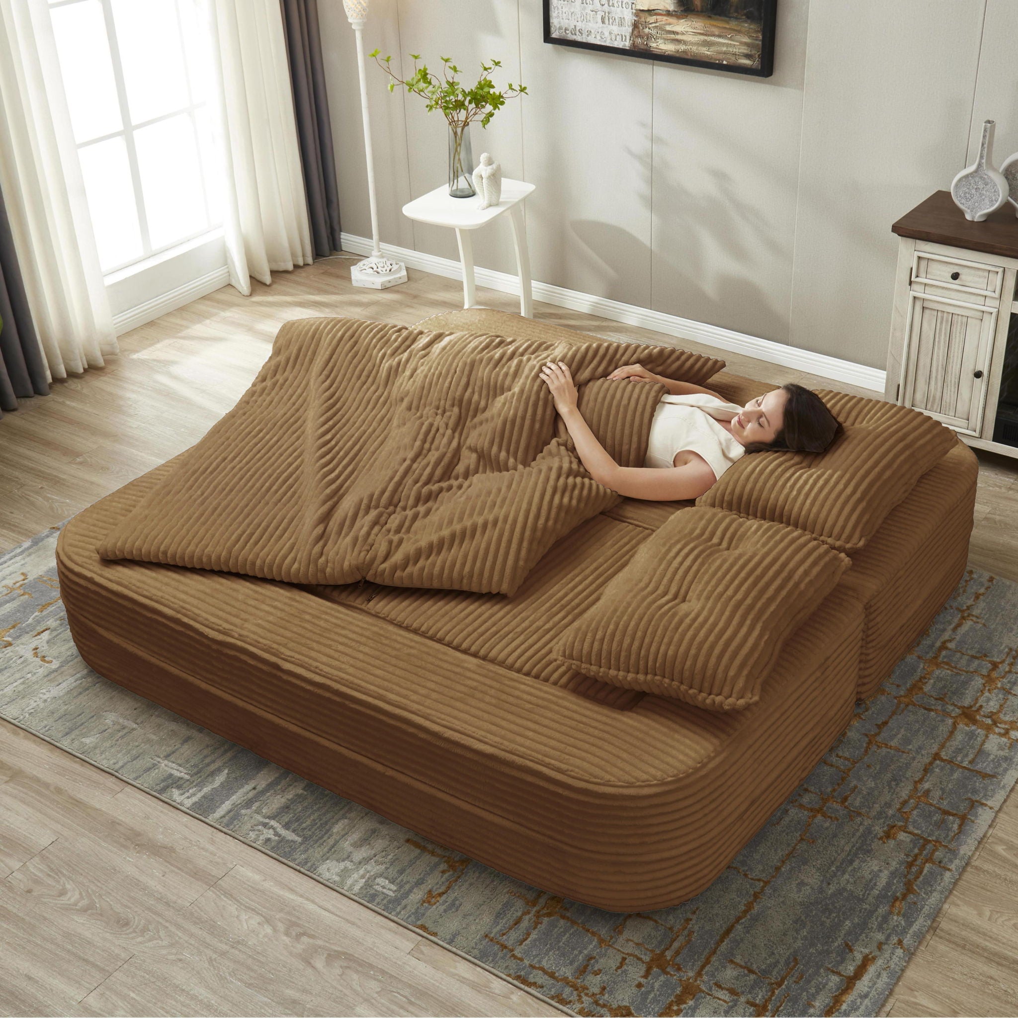 Multi Functional Sectional Sofa Bed With Independent Chaise Lounge And Functional Blanket - Best Buy Furniture