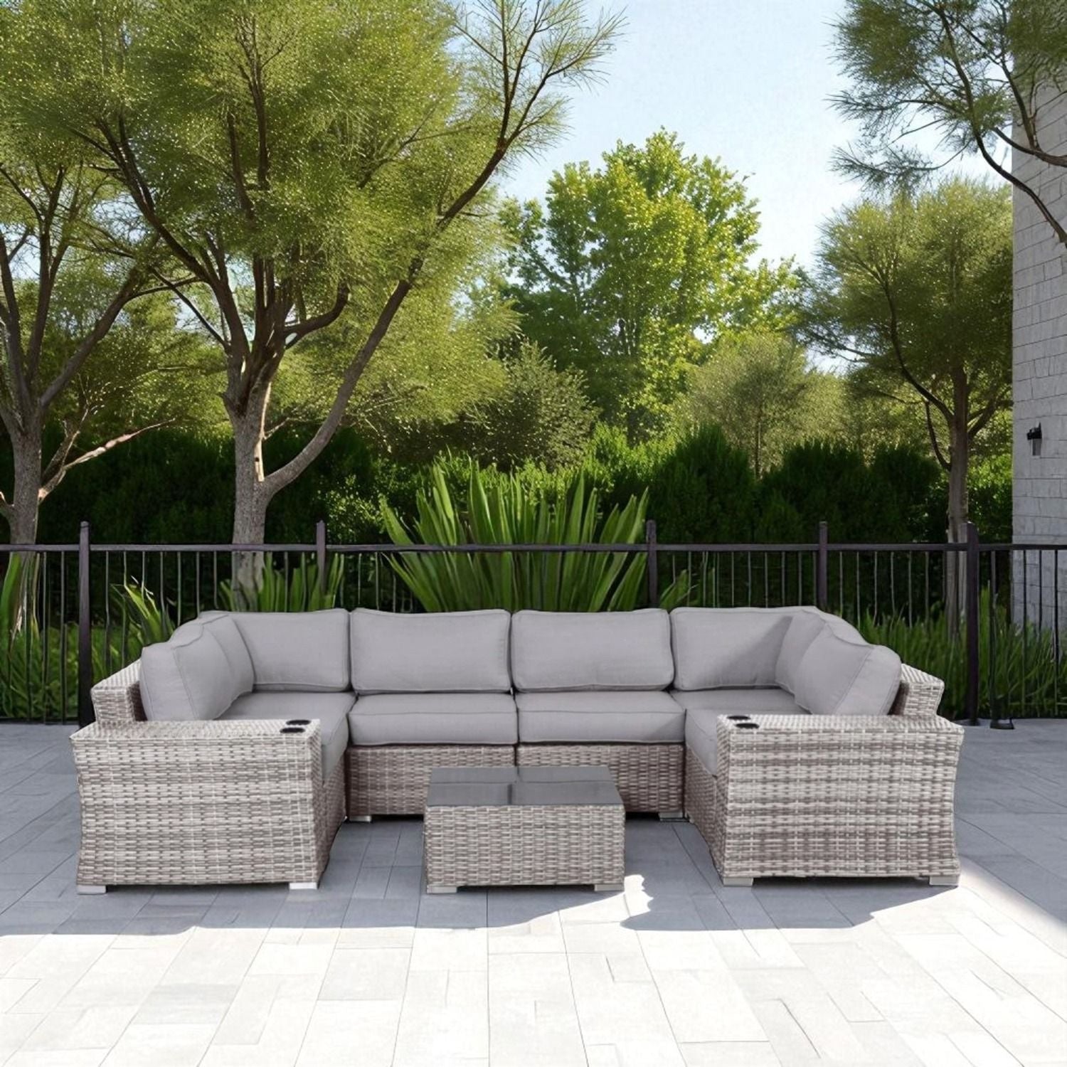 4 Person Patio Seating Set With Cushions, All Weather - Gray - Best Buy Furniture