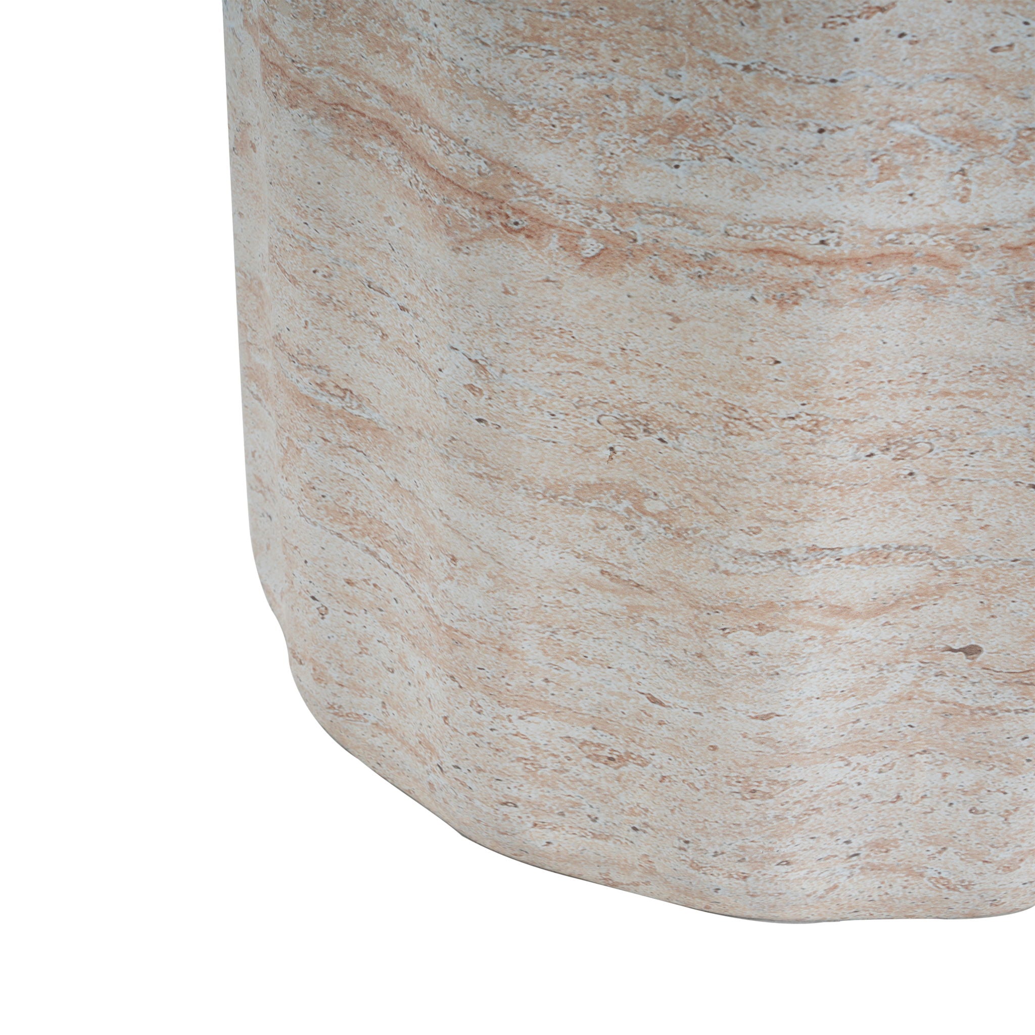Elegant Indoor / Outdoor Lightweight Concrete Side Table With Travertine - Beige - Best Buy Furniture