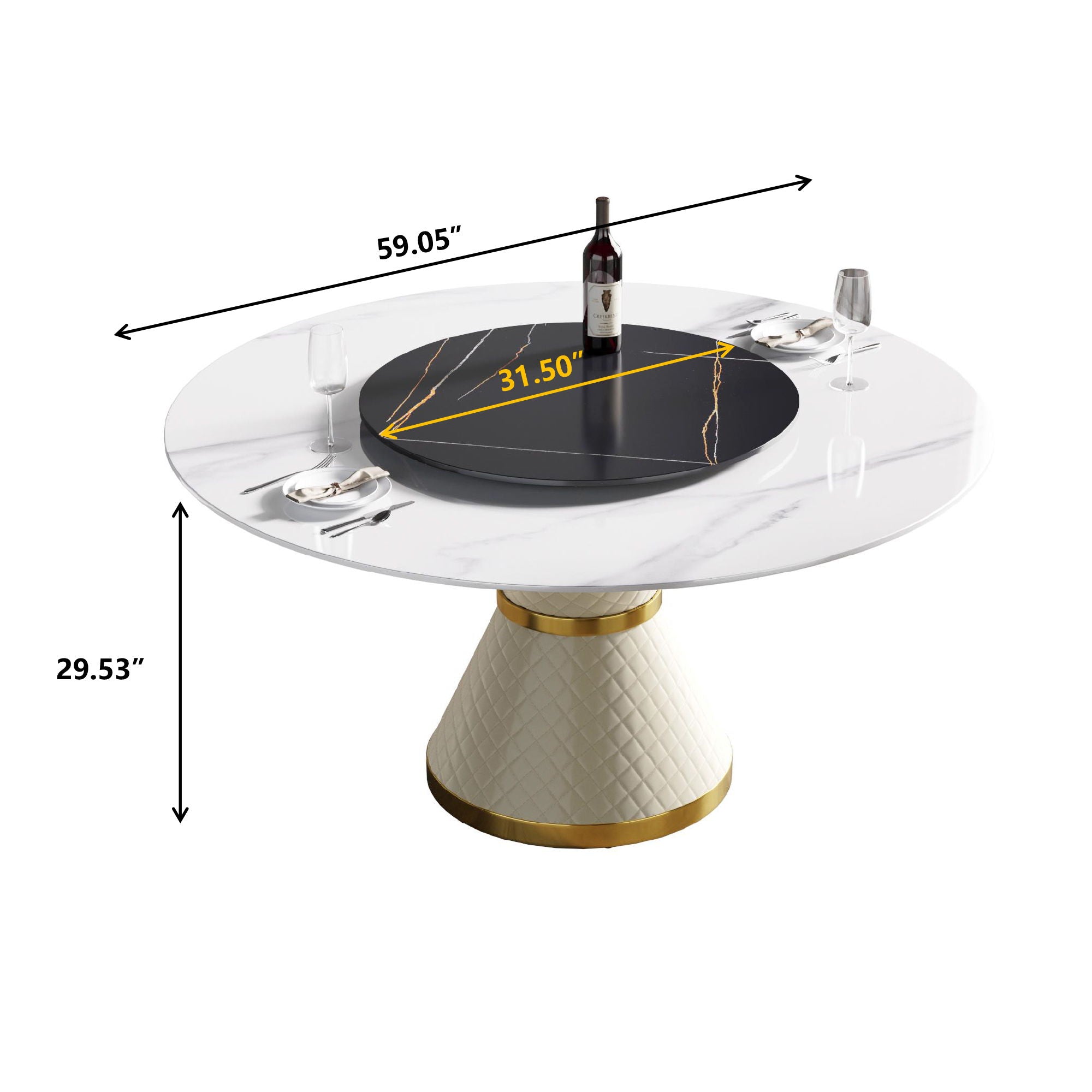 Modern Artificial Stone Round Carbon Steel Base Dining Table, Artificial Stone Turntable - Best Buy Furniture