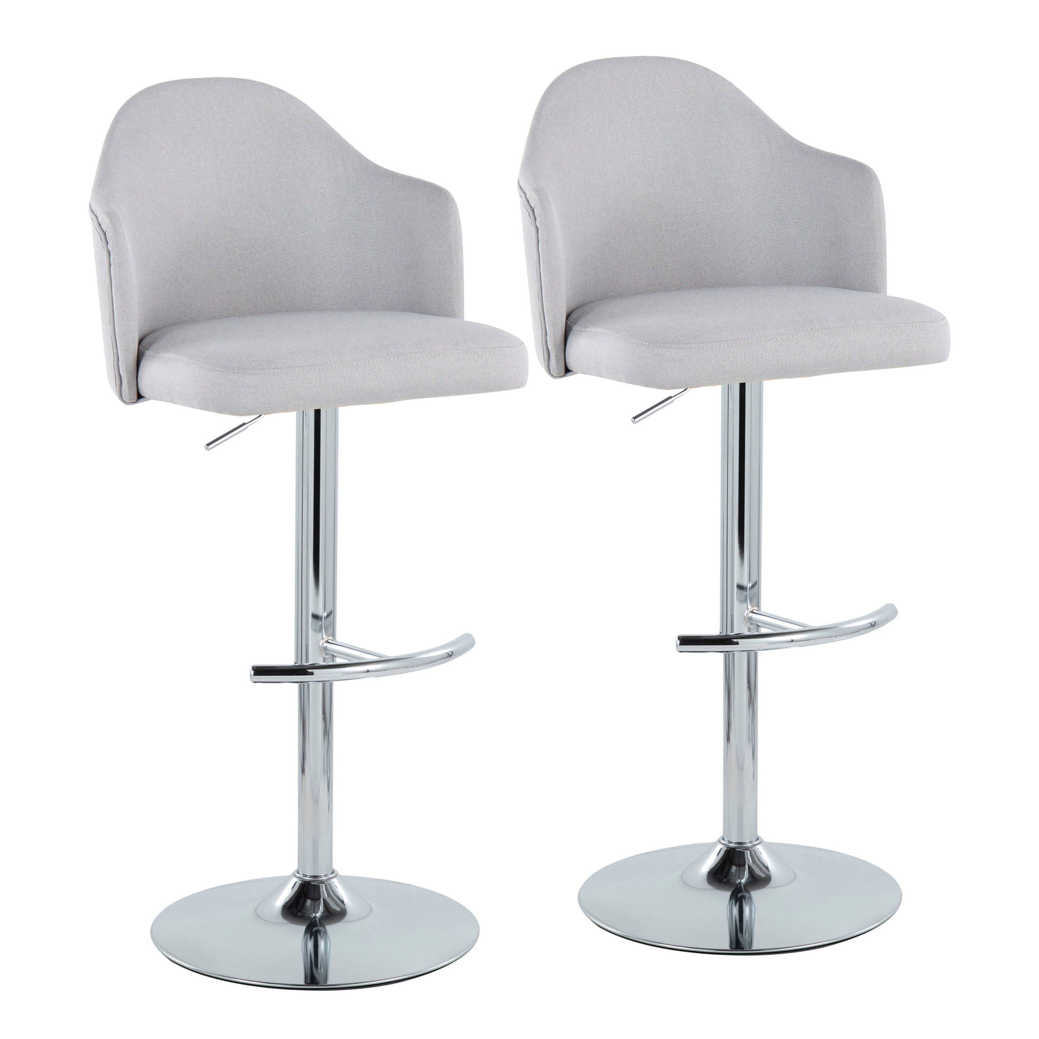Ahoy - Contemporary Adjustable Barstool With Swivel With Rounded T Footrest (Set of 2) - Best Buy Furniture