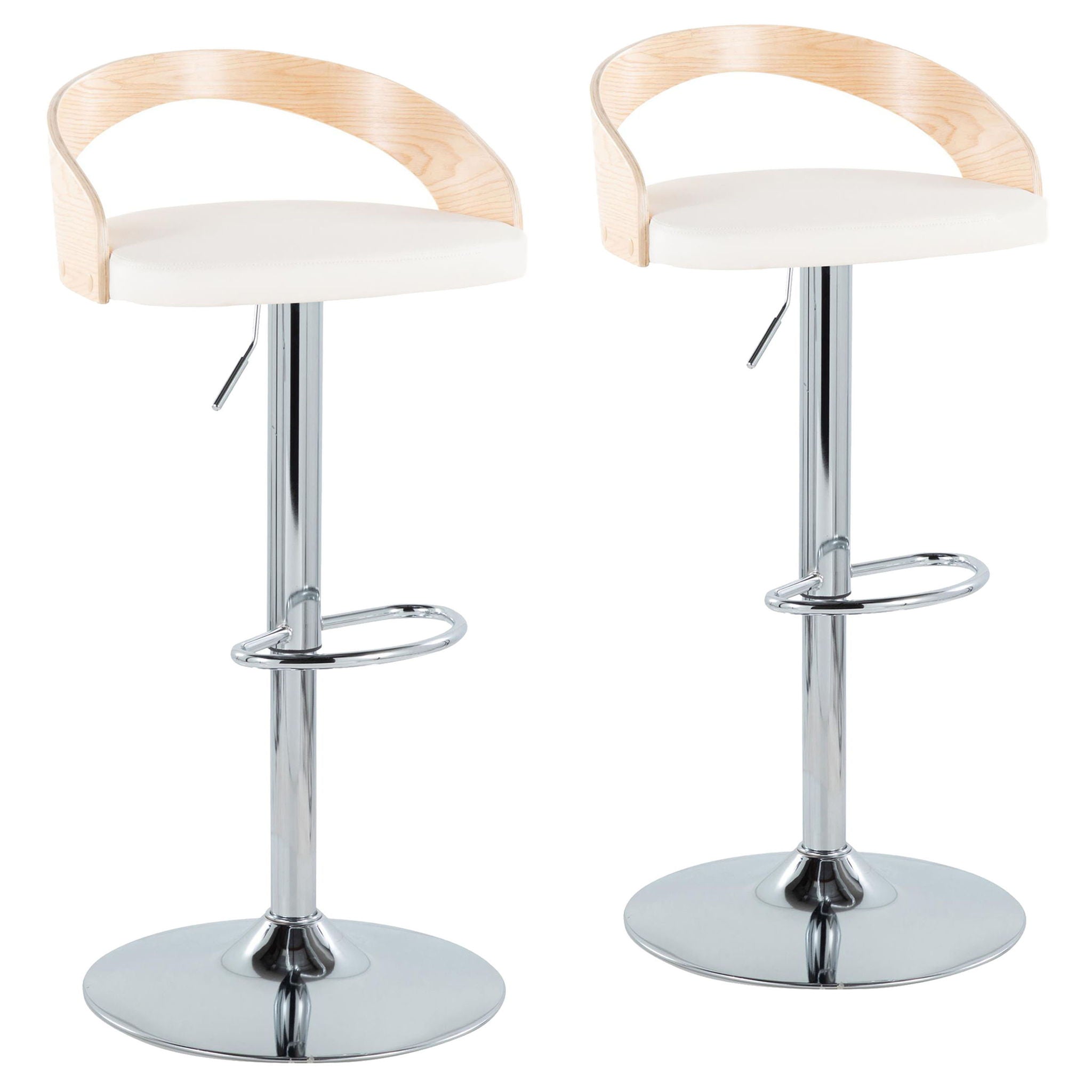 Grotto - Mid Century Modern Adjustable Height Barstool & Swivel With Oval Footrest (Set of 2) - Best Buy Furniture