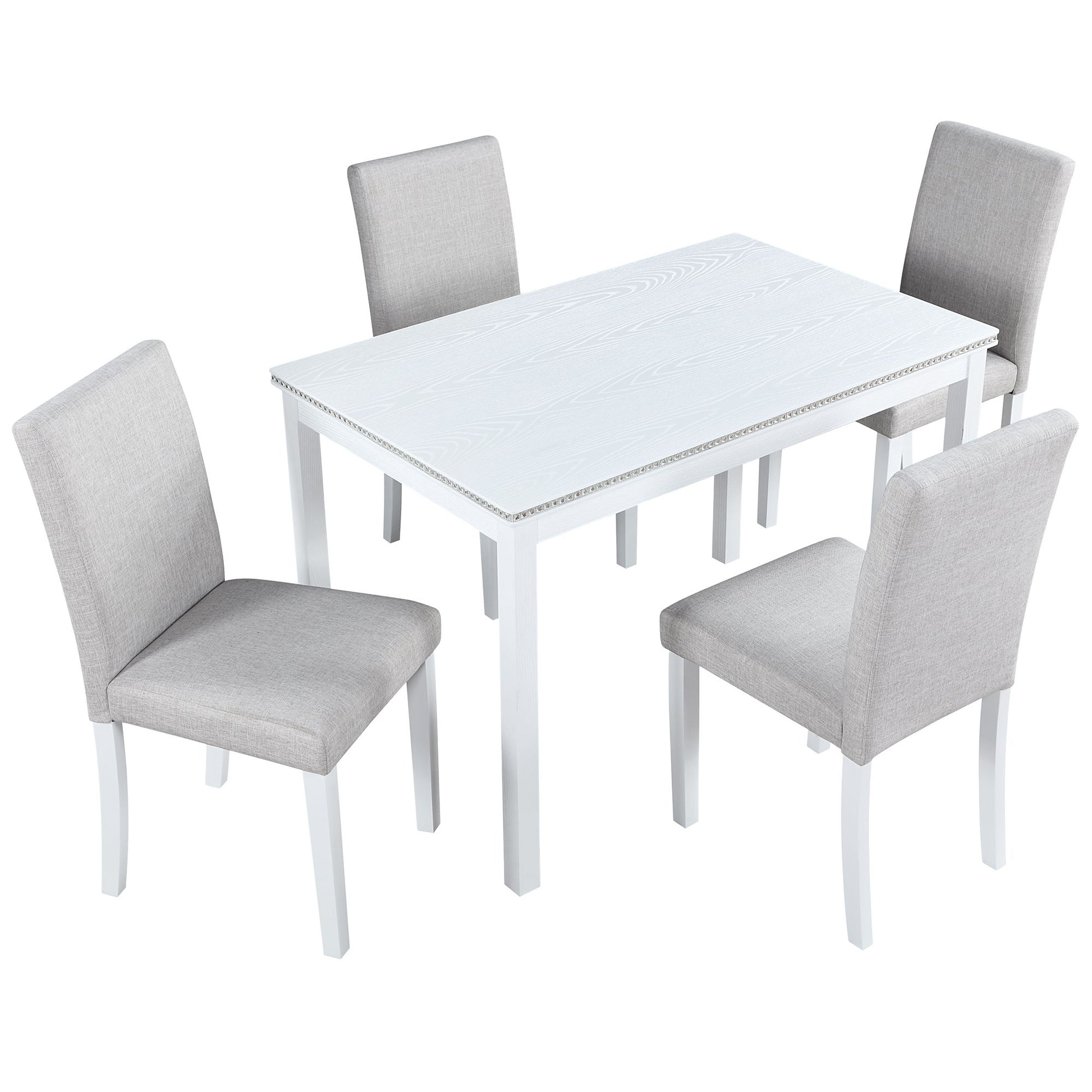 Dining Table Set With Crystal Decoration And Upholstered Chairs - Best Buy Furniture