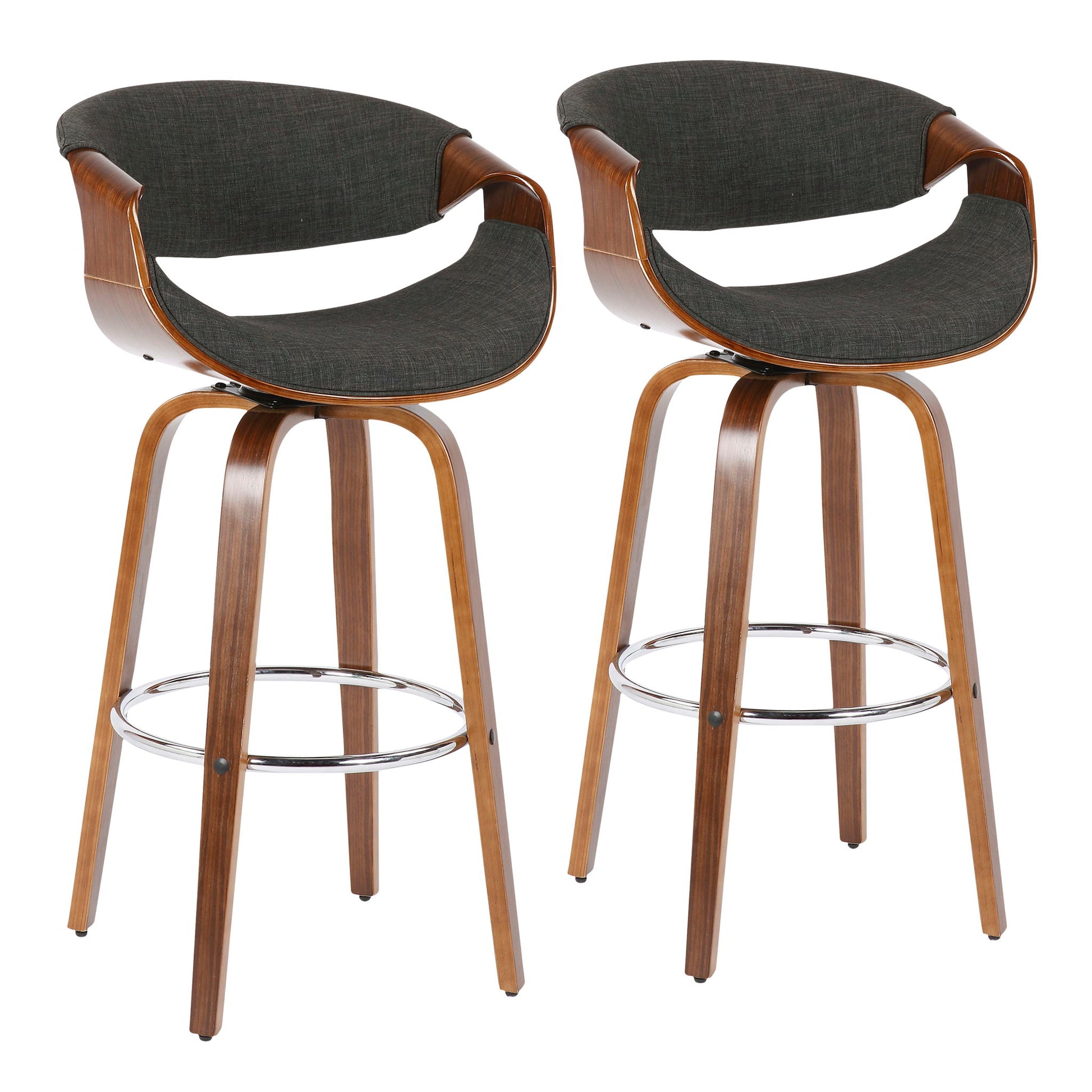 Curvini Mid - Century Modern Fixed Height Barstool With Swivel (Set of 2) - Best Buy Furniture