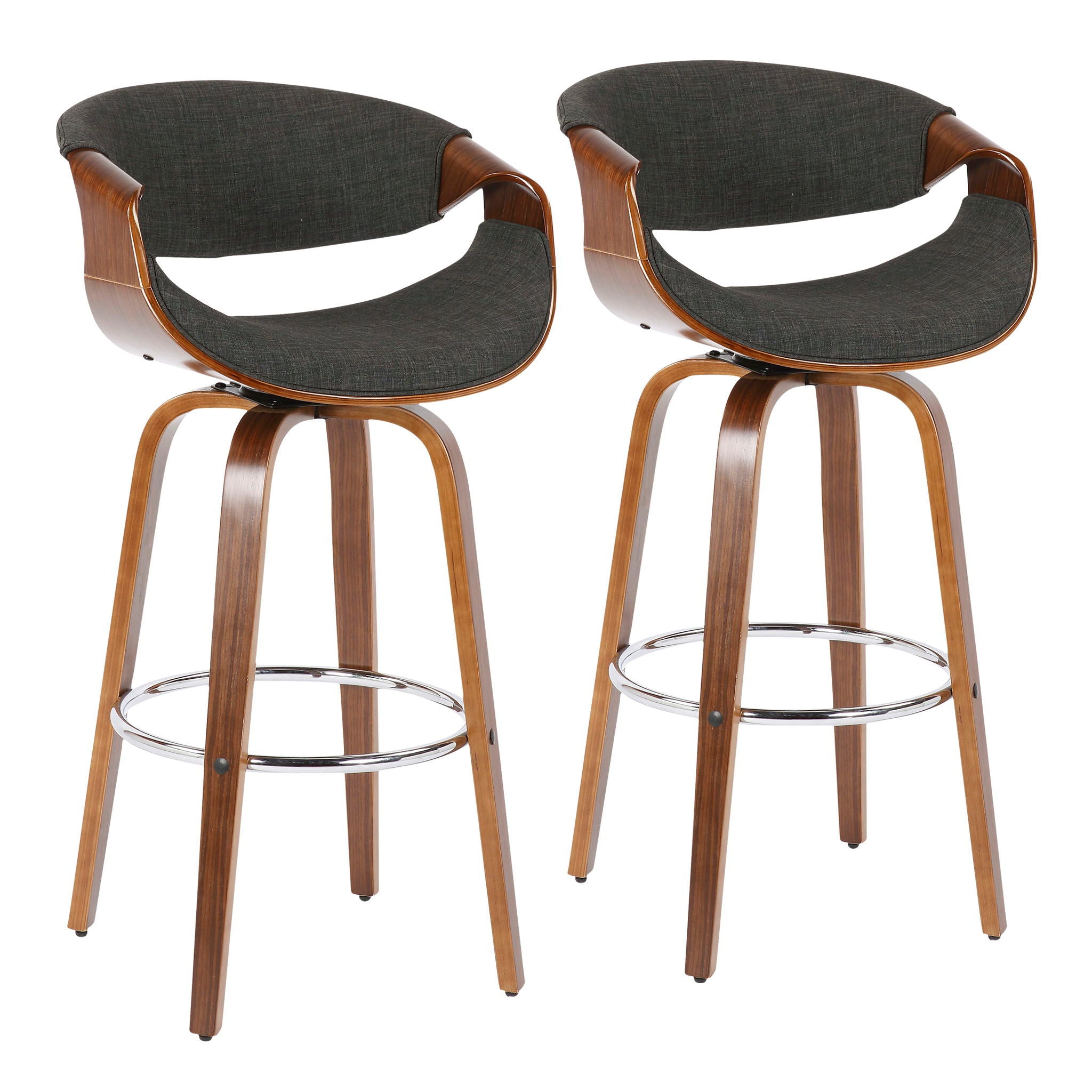 Curvini Mid - Century Modern Fixed Height Barstool With Swivel (Set of 2) - Best Buy Furniture
