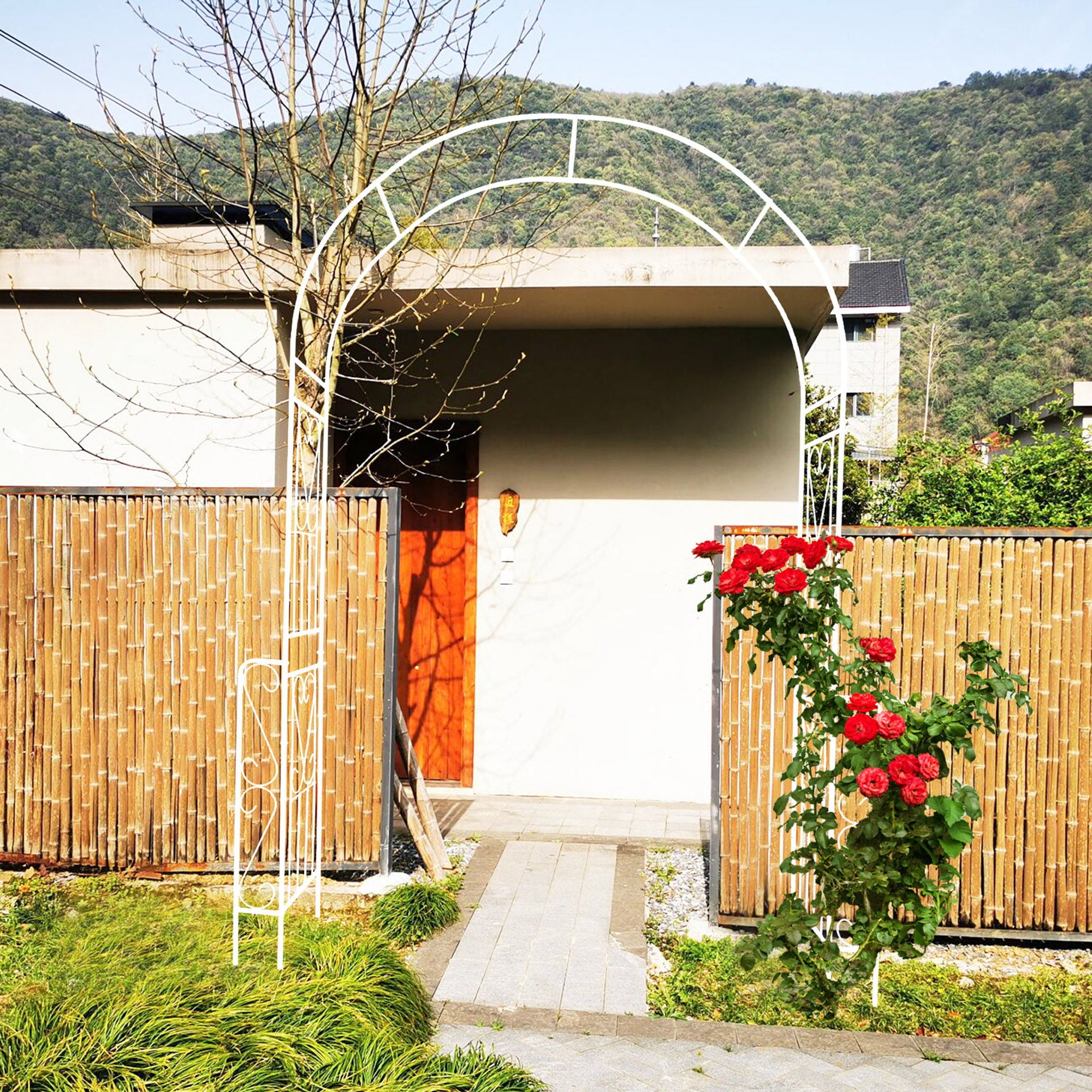 Metal Garden Arch Garden Arbor Trellis Climbing Plants Support Rose Arch Outdoor Arch - Best Buy Furniture