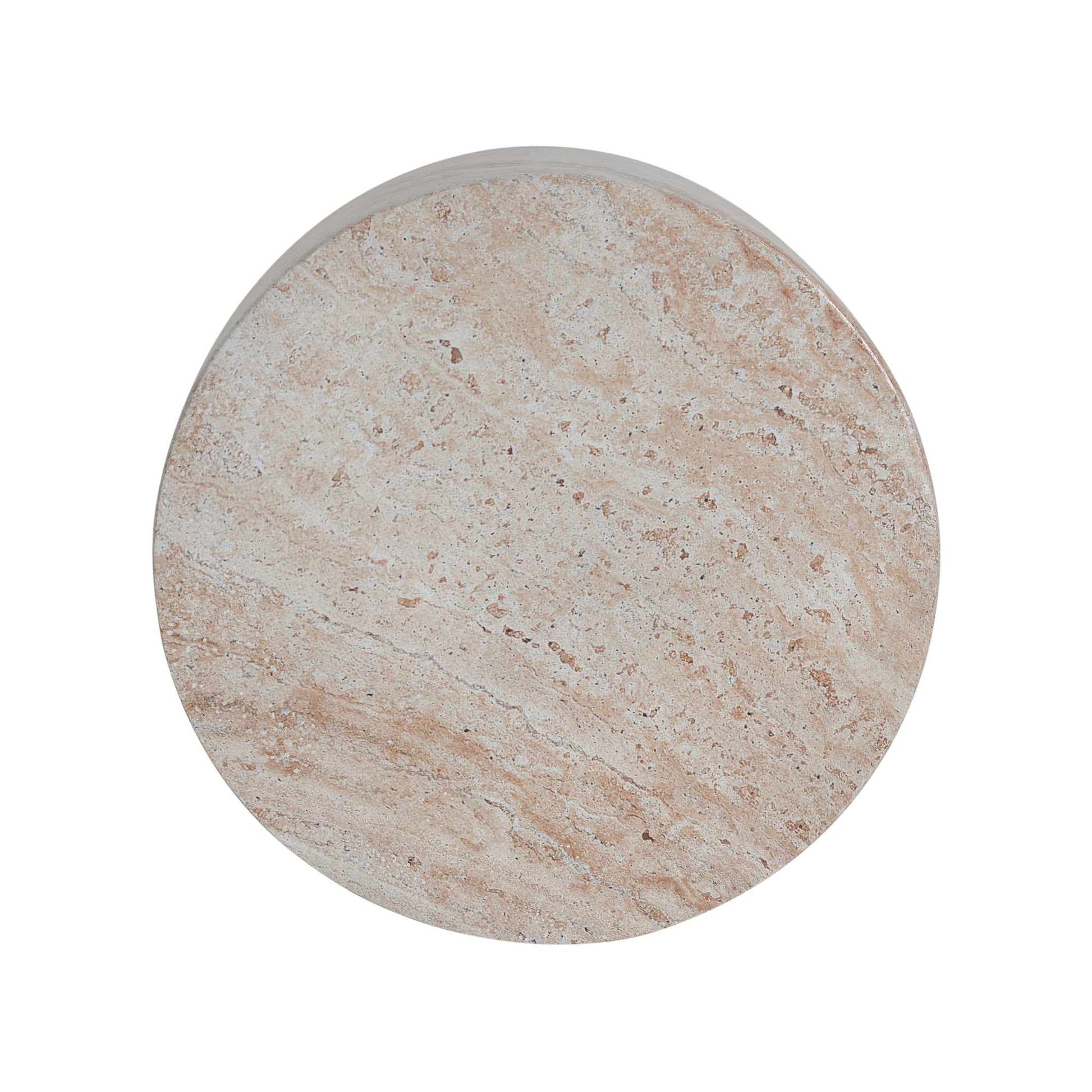 Outdoor / Indoor, Lightweight Concrete Side Table With Travertine - Beige - Best Buy Furniture