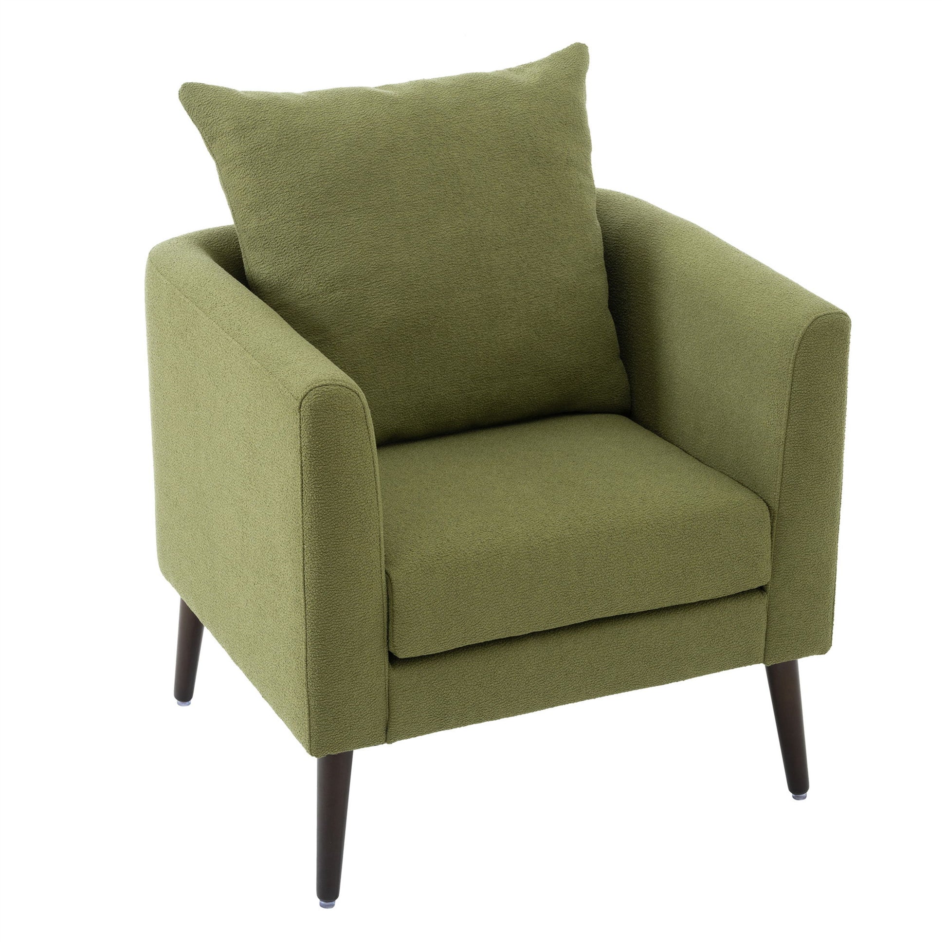 Barrel Chair, Modern Accent Chair, Fabric Armchair Club Chair, Upholstered Arm Chair With Solid Wood Legs, Waist Pillow, Padded Single Chair For Living Room / Bedroom / Study / Waiting Room - Olive Green - Best Buy Furniture