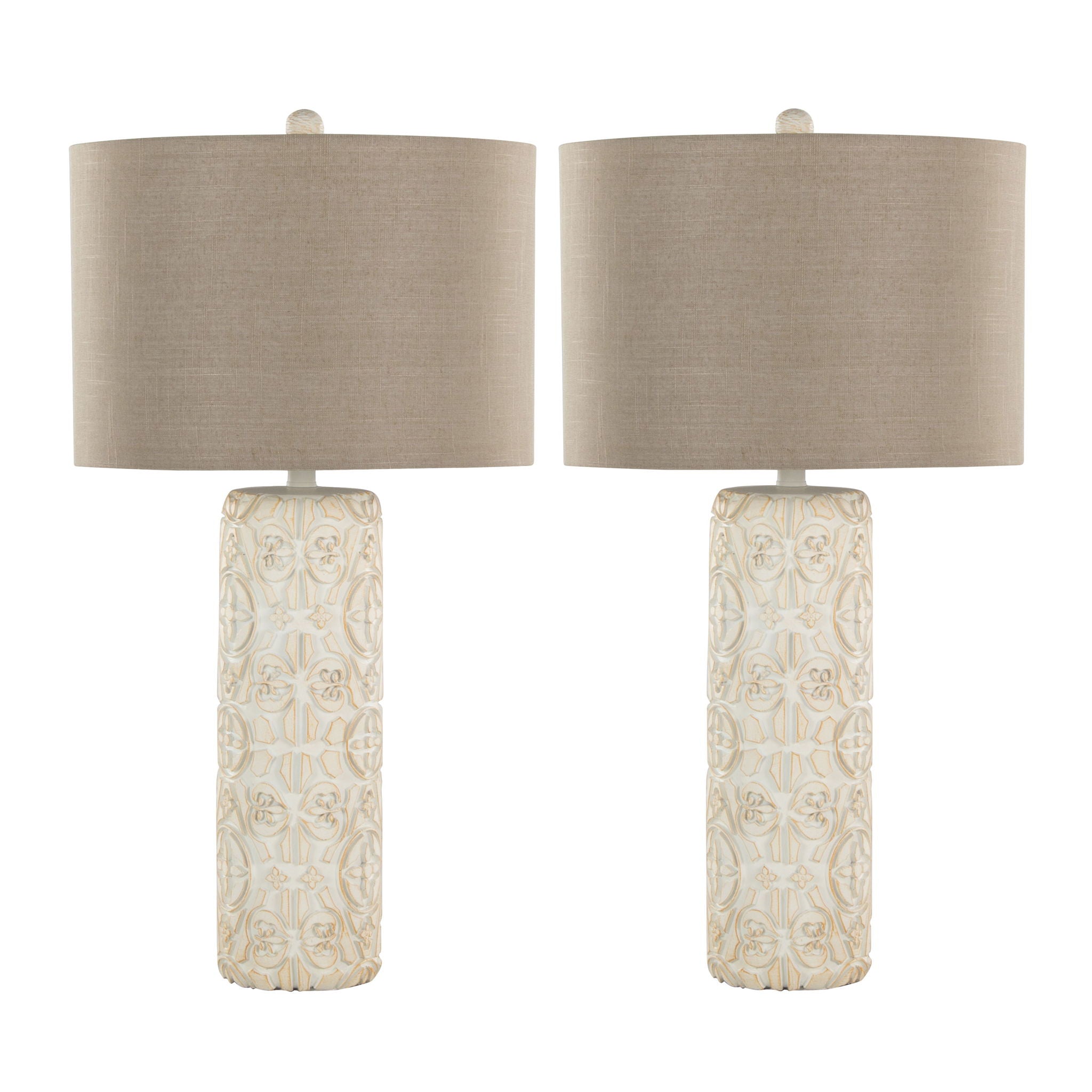 Charlotte - Contemporary Table Lamp (Set of 2) - Taos Brown / Beige - Best Buy Furniture