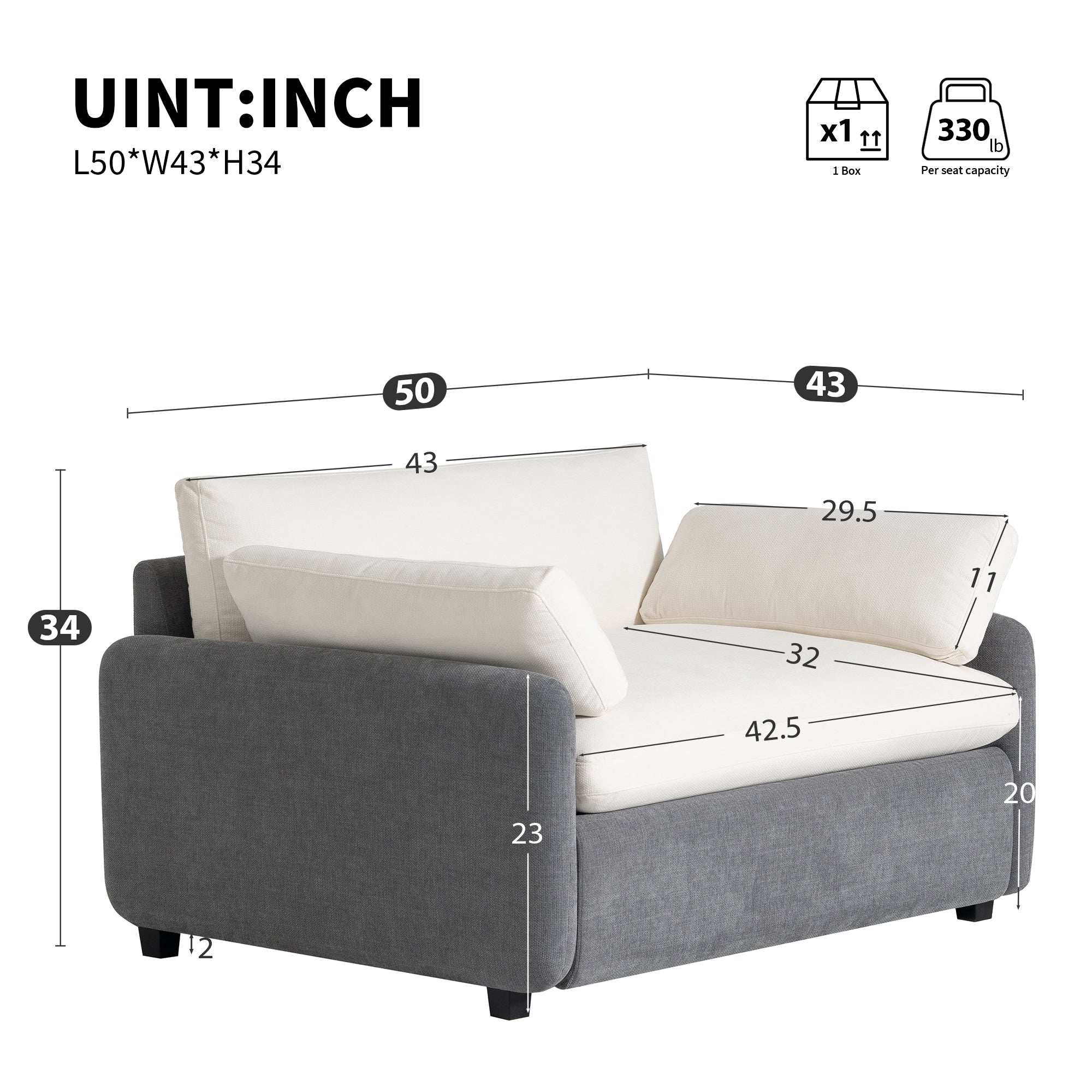 Oversized Chenille Single Sofa Chair,Wide and Deep Seat Accent Chair - Best Buy Furniture