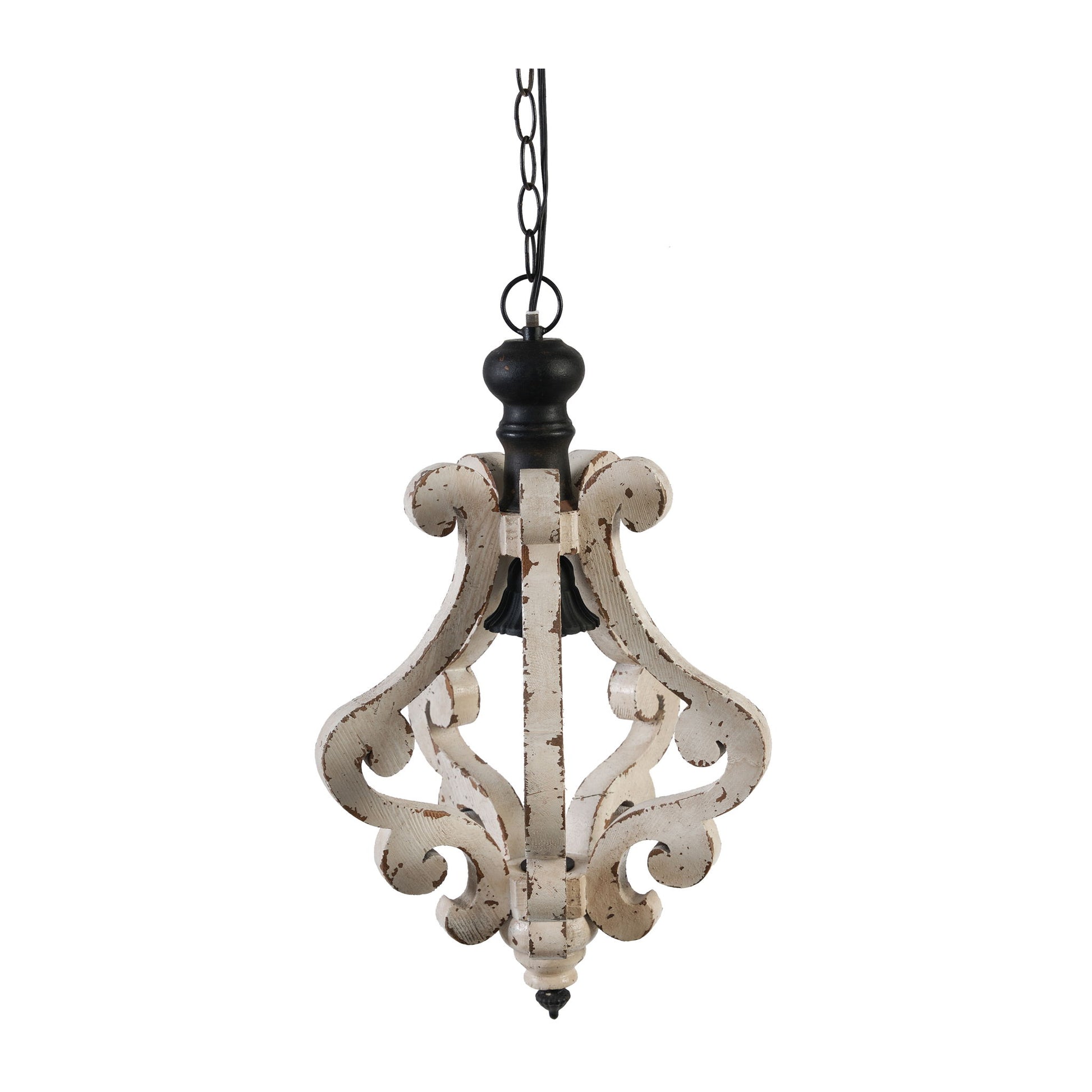 Farmhouse Chandeliar Distressed Pendant French Country Wood Chandelier For Living Room Foyer, Bulb Not Included - Antique Cream - Best Buy Furniture