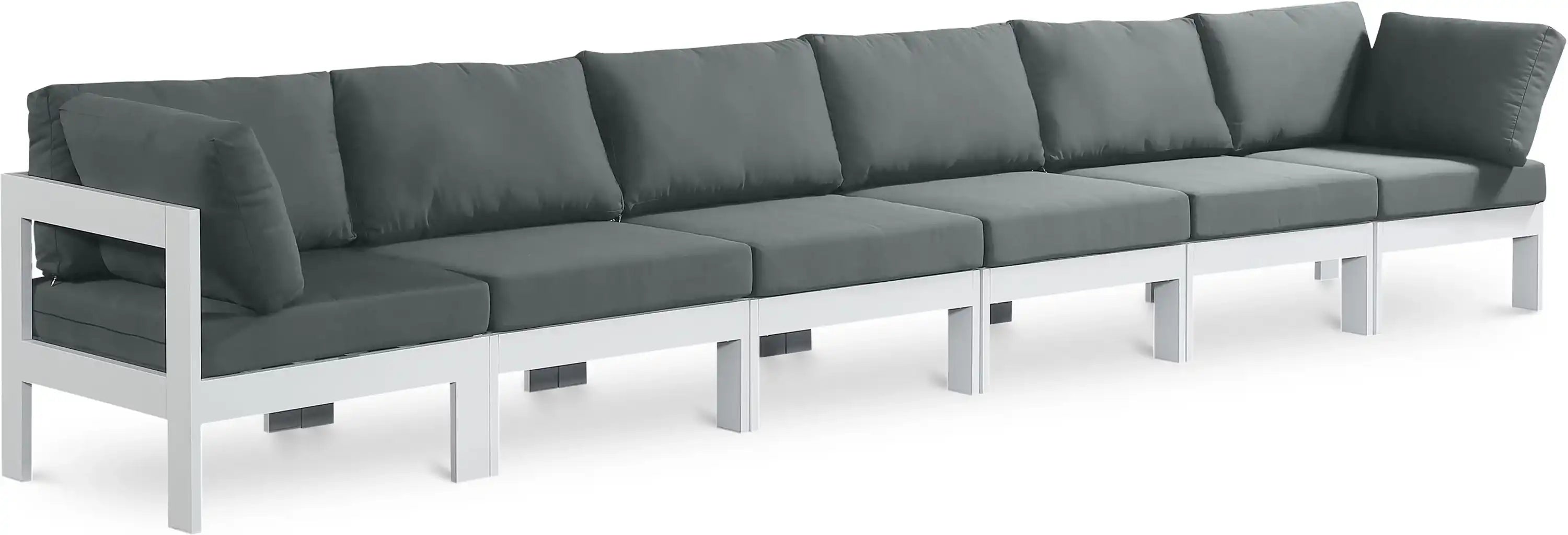 Nizuc - Outdoor Patio 6 Seat Modular Sofa With White Frame - Best Buy Furniture