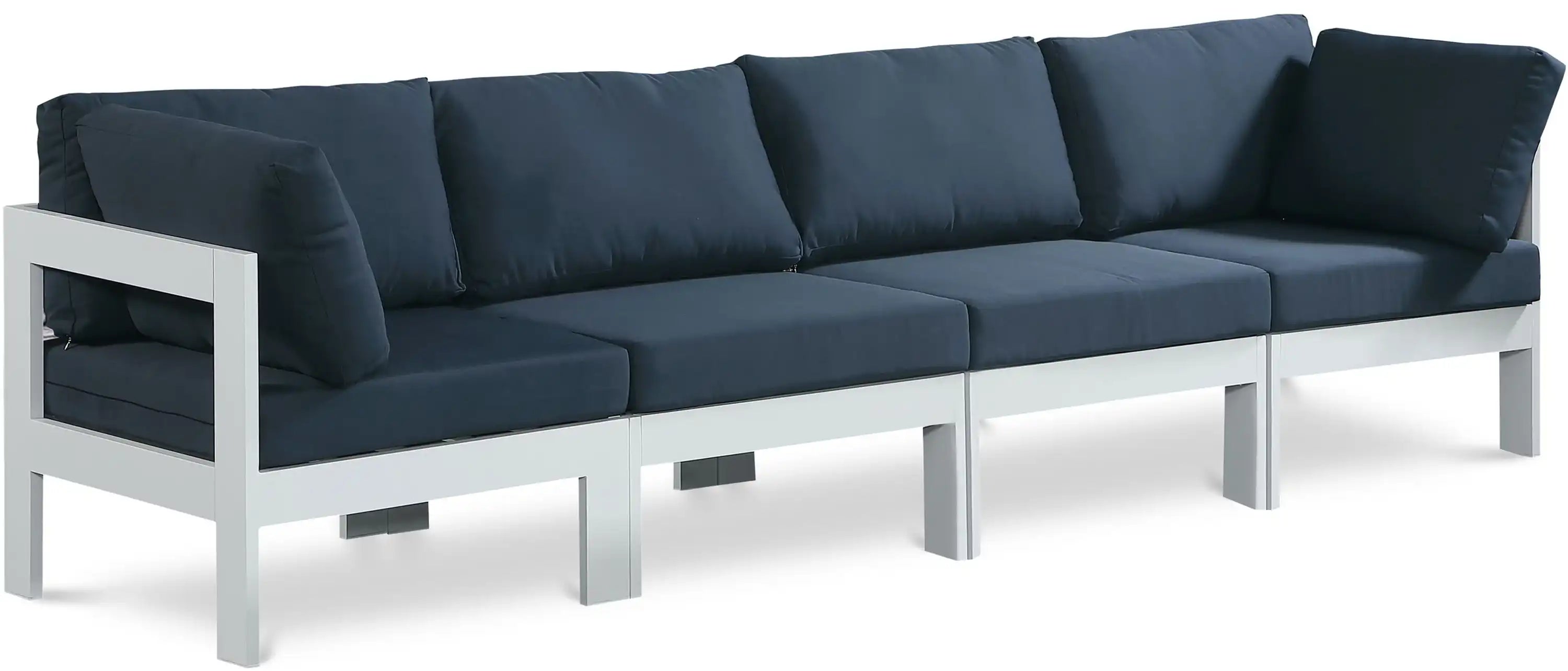 Nizuc - Outdoor Patio 4 Seat Modular Sofa With White Frame - Best Buy Furniture